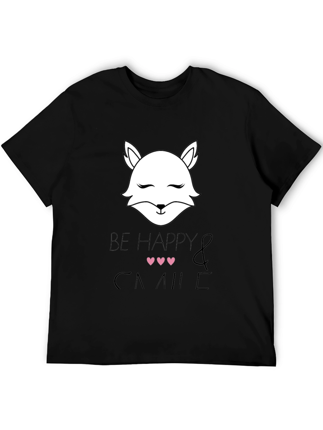 Be Happy and Smile T-Shirt with Cute Fox Design