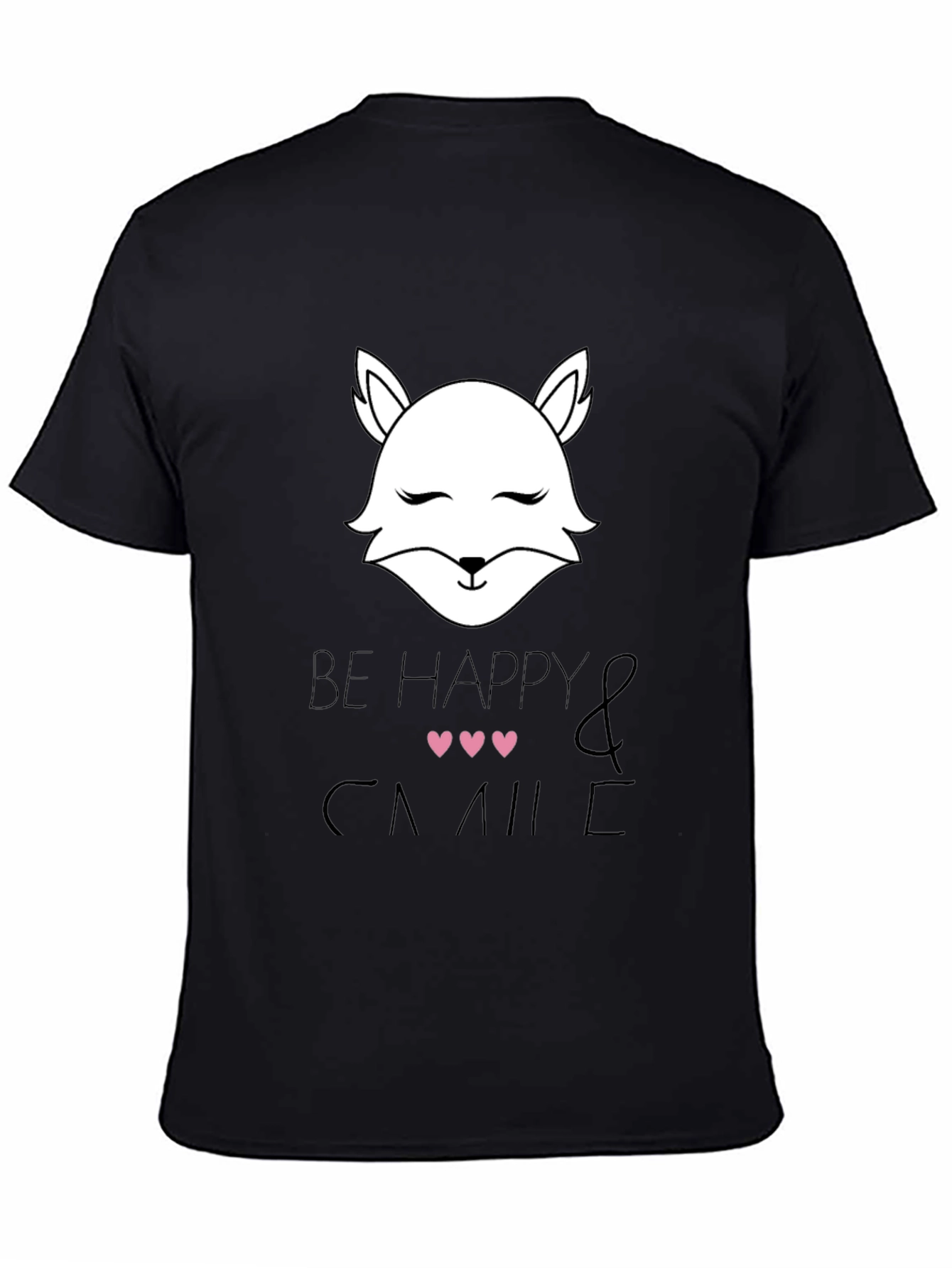 Be Happy and Smile T-Shirt with Cute Fox Design