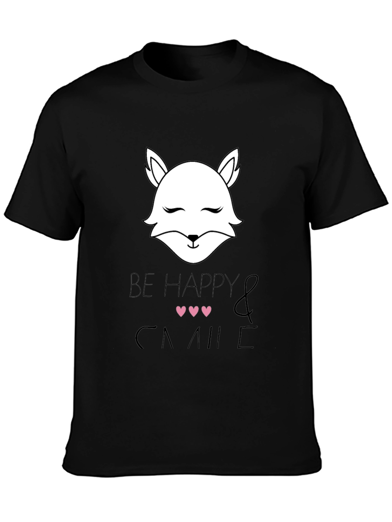 Be Happy and Smile T-Shirt with Cute Fox Design