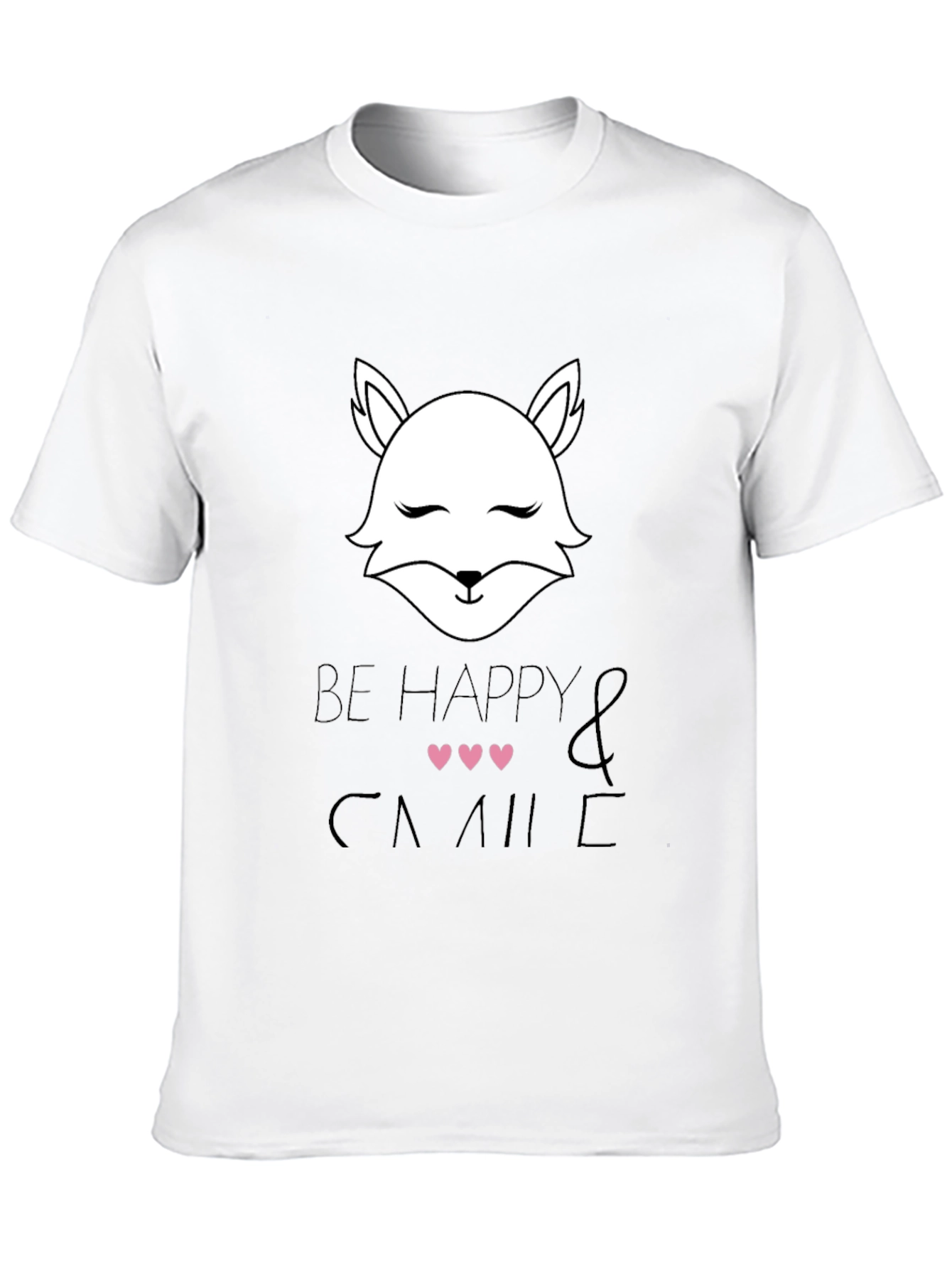 Be Happy and Smile T-Shirt with Cute Fox Design