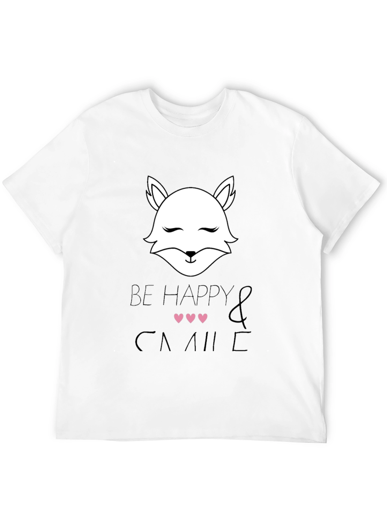 Be Happy and Smile T-Shirt with Cute Fox Design