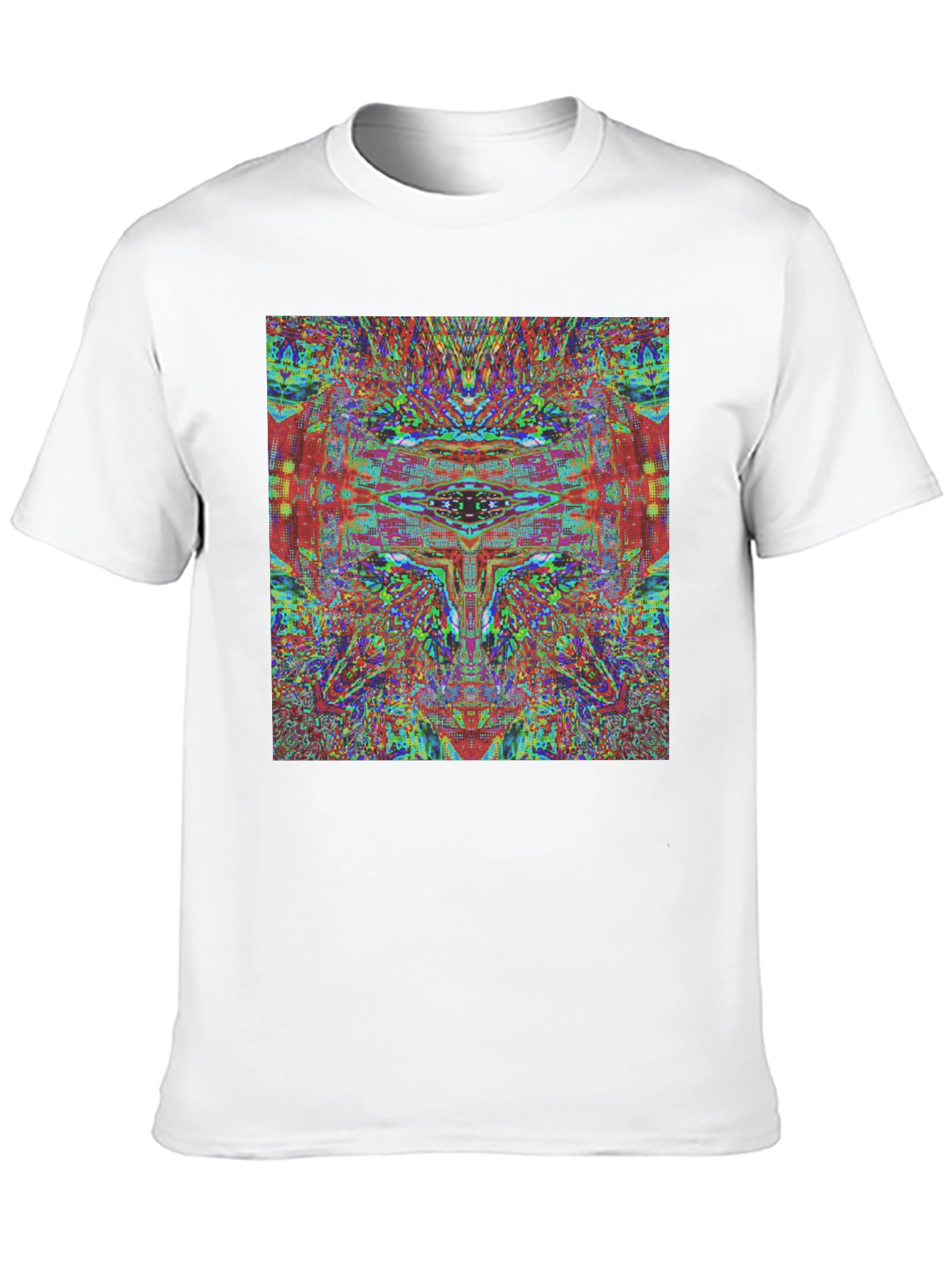 Abstract Face Graphic Tee - Black Cotton T-Shirt