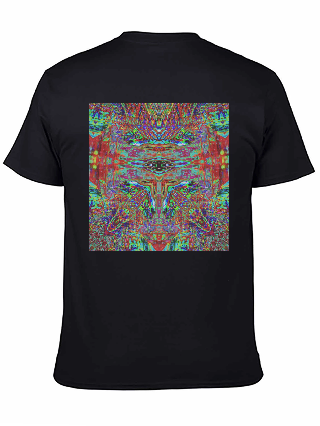 Abstract Face Graphic Tee - Black Cotton T-Shirt