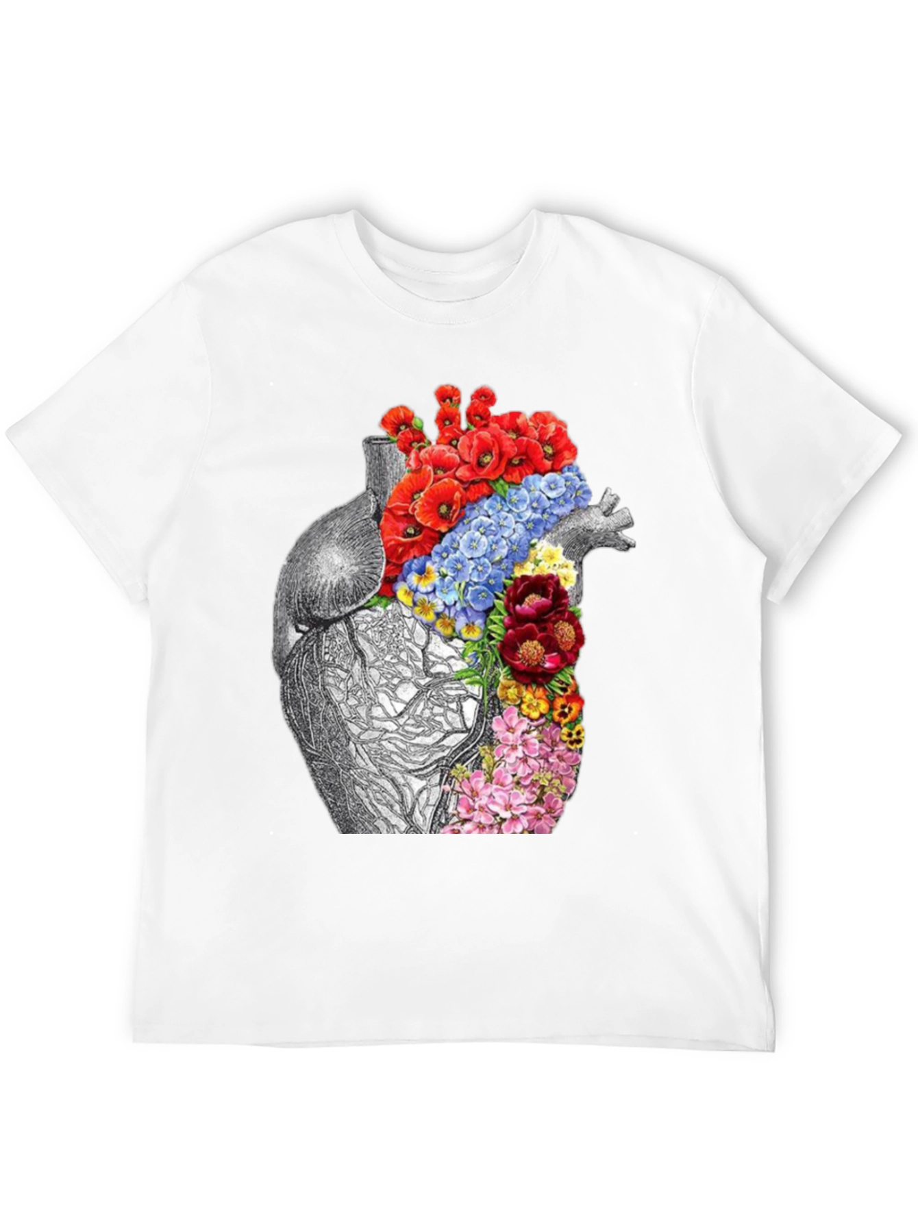 Floral Heart Anatomy Graphic T-Shirt