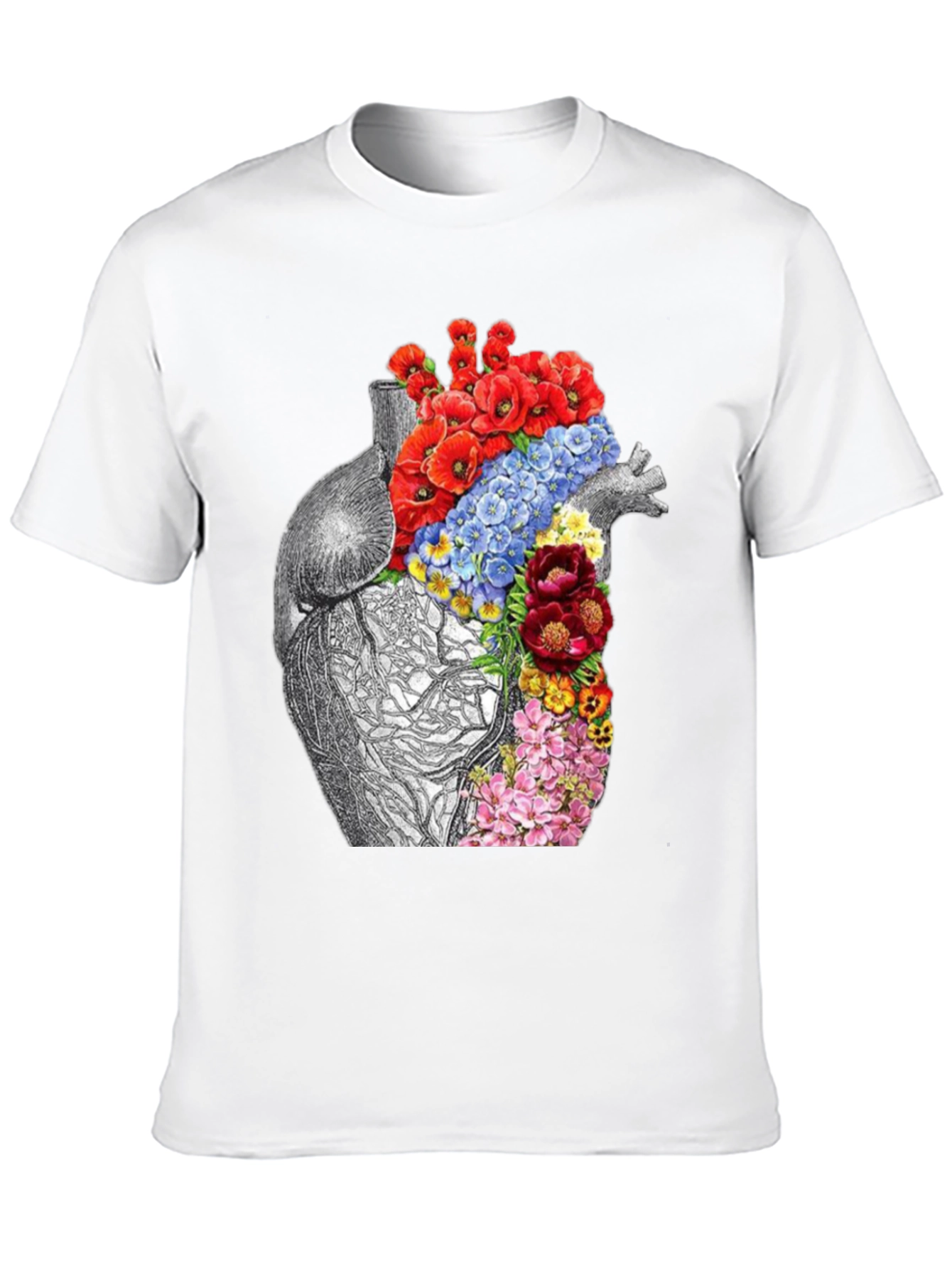 Floral Heart Anatomy Graphic T-Shirt