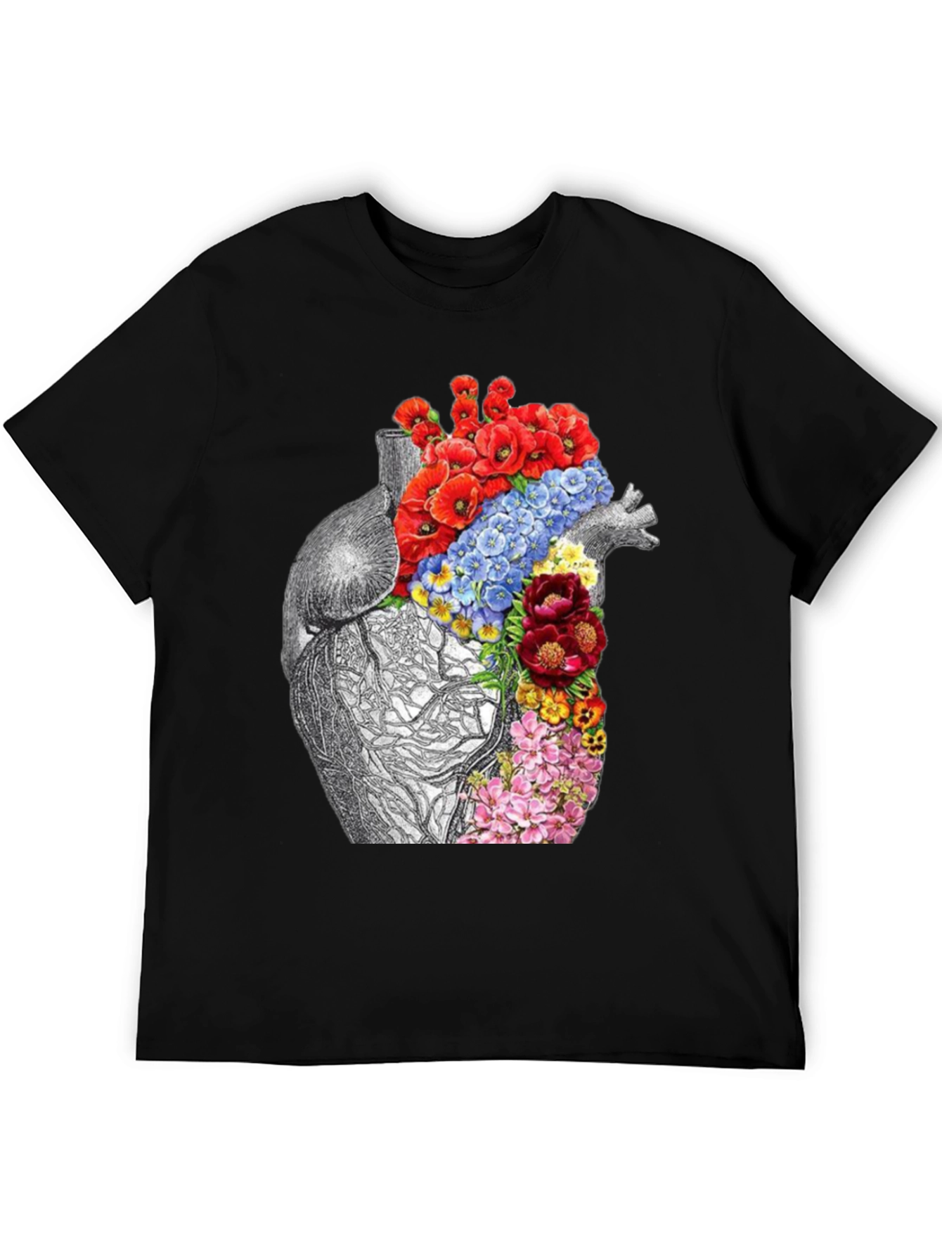 Floral Heart Anatomy Graphic T-Shirt
