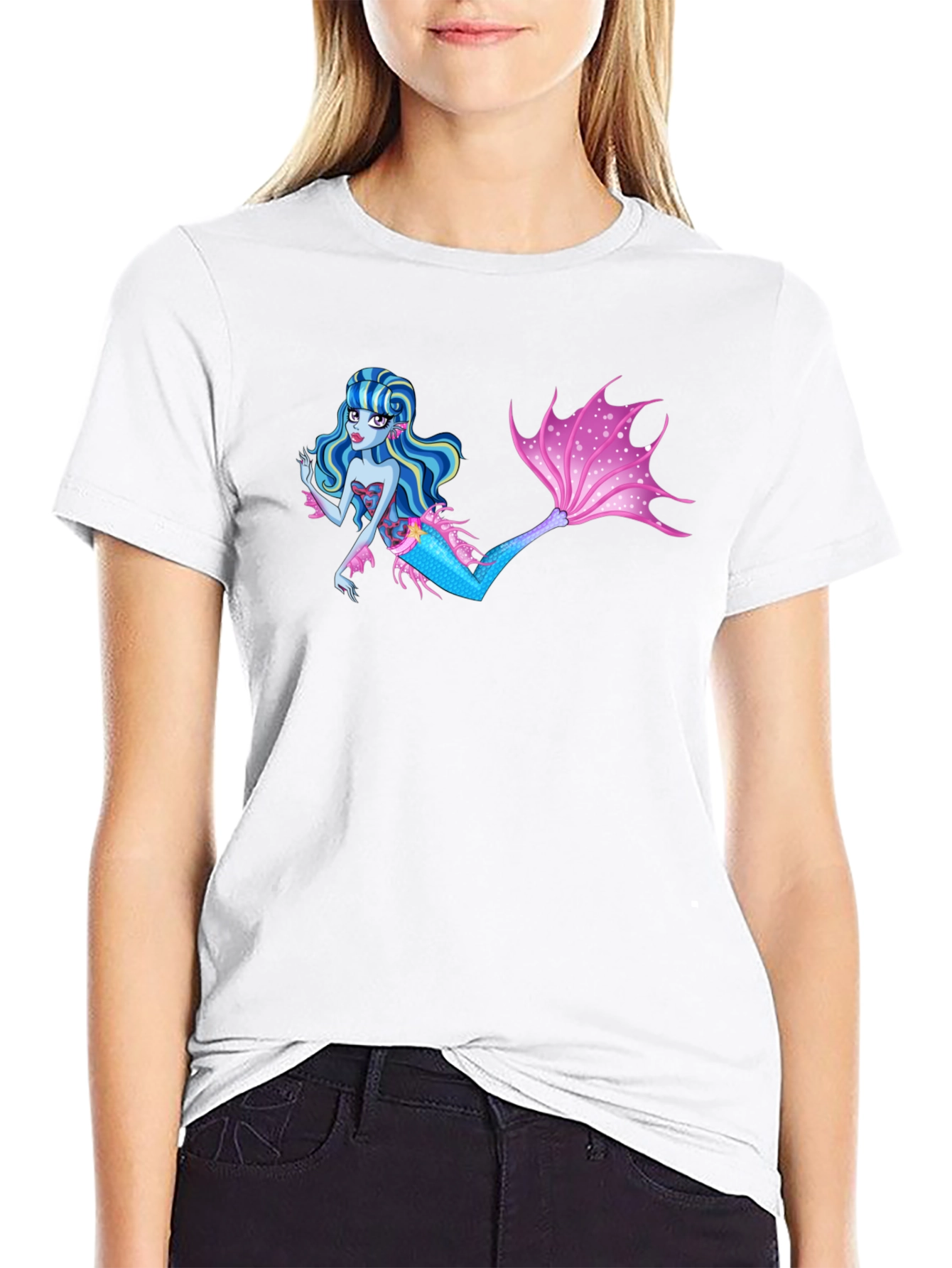 Mermaid Graphic Black T-Shirt