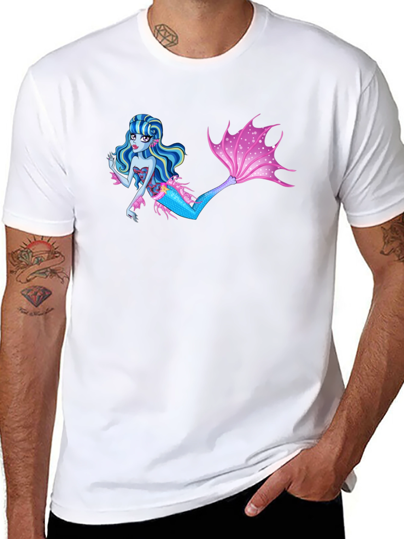 Mermaid Graphic Black T-Shirt