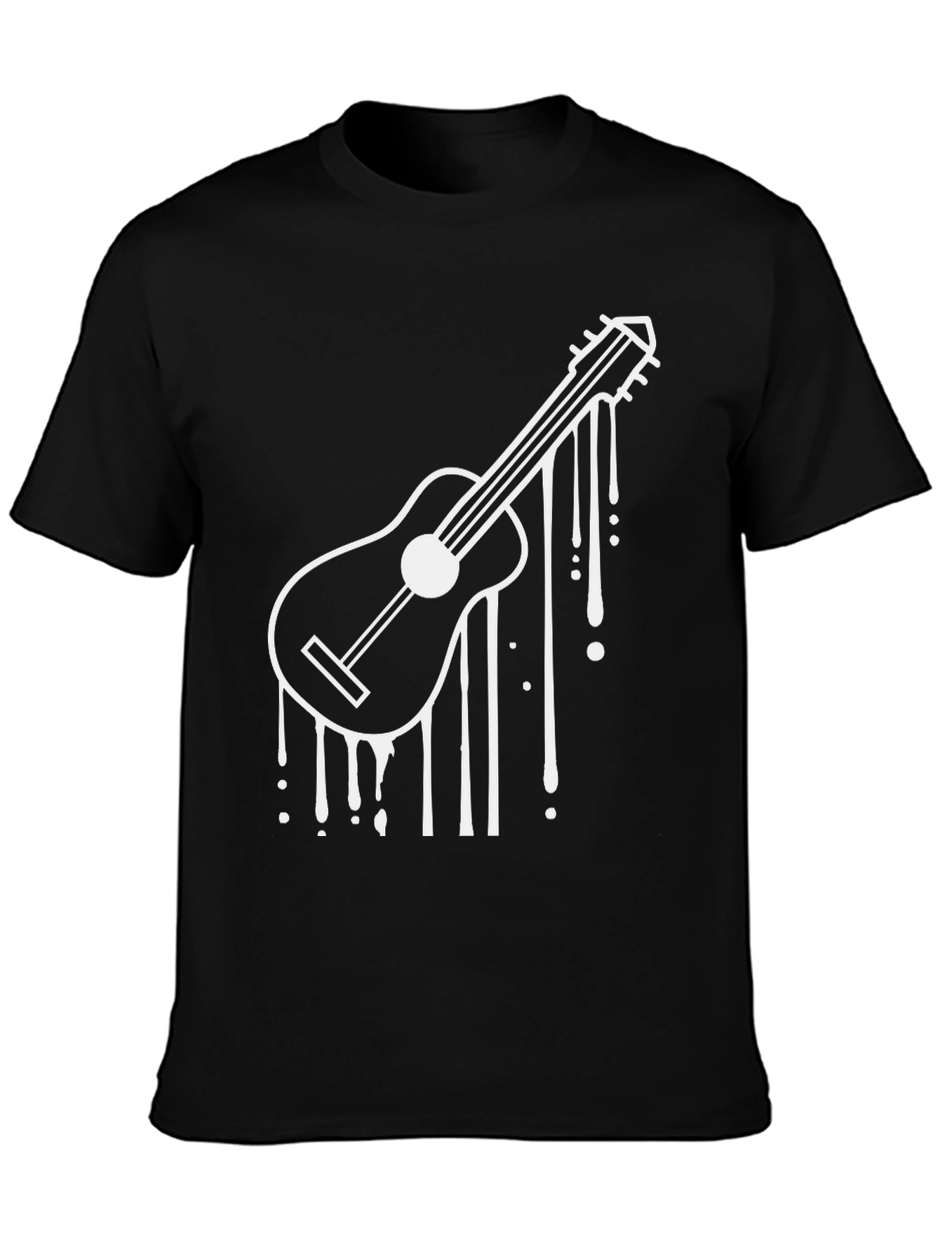 Guitar Drip Graphic Black Tee - Cool Musician T-Shirt