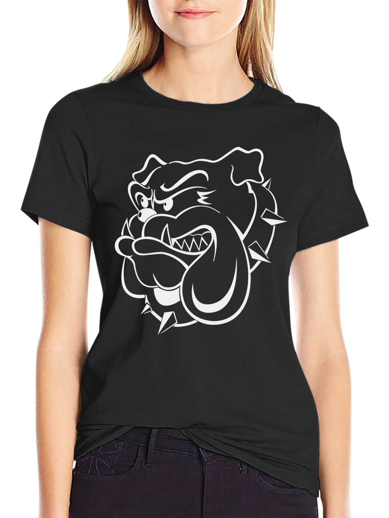 Bulldog Graphic Tee - Mens Black Cotton T-Shirt