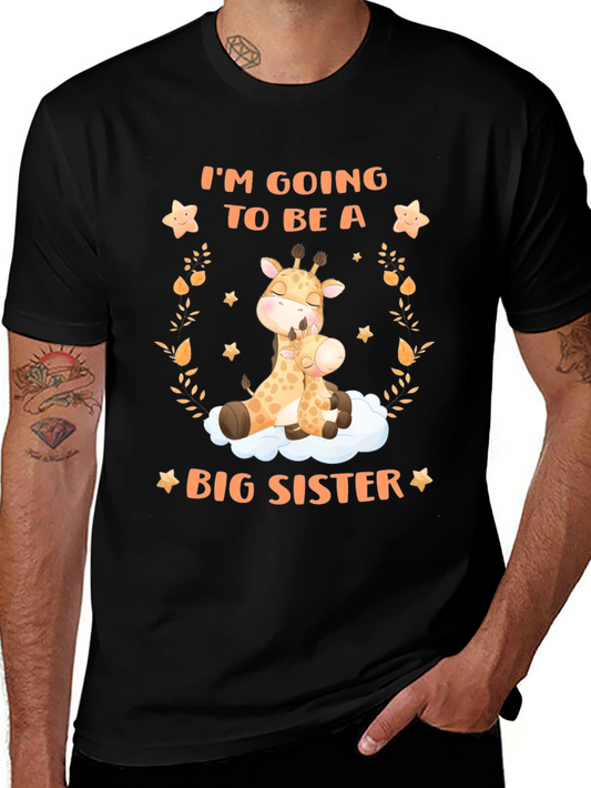 Big Sister Giraffe Graphic Tee - Baby Announcement