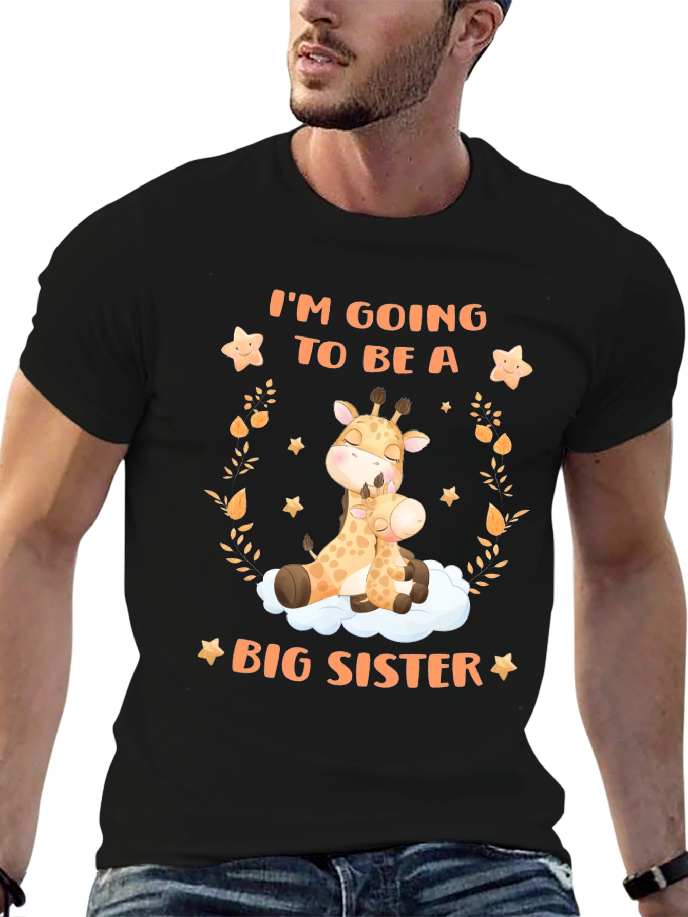 Big Sister Giraffe Graphic Tee - Baby Announcement