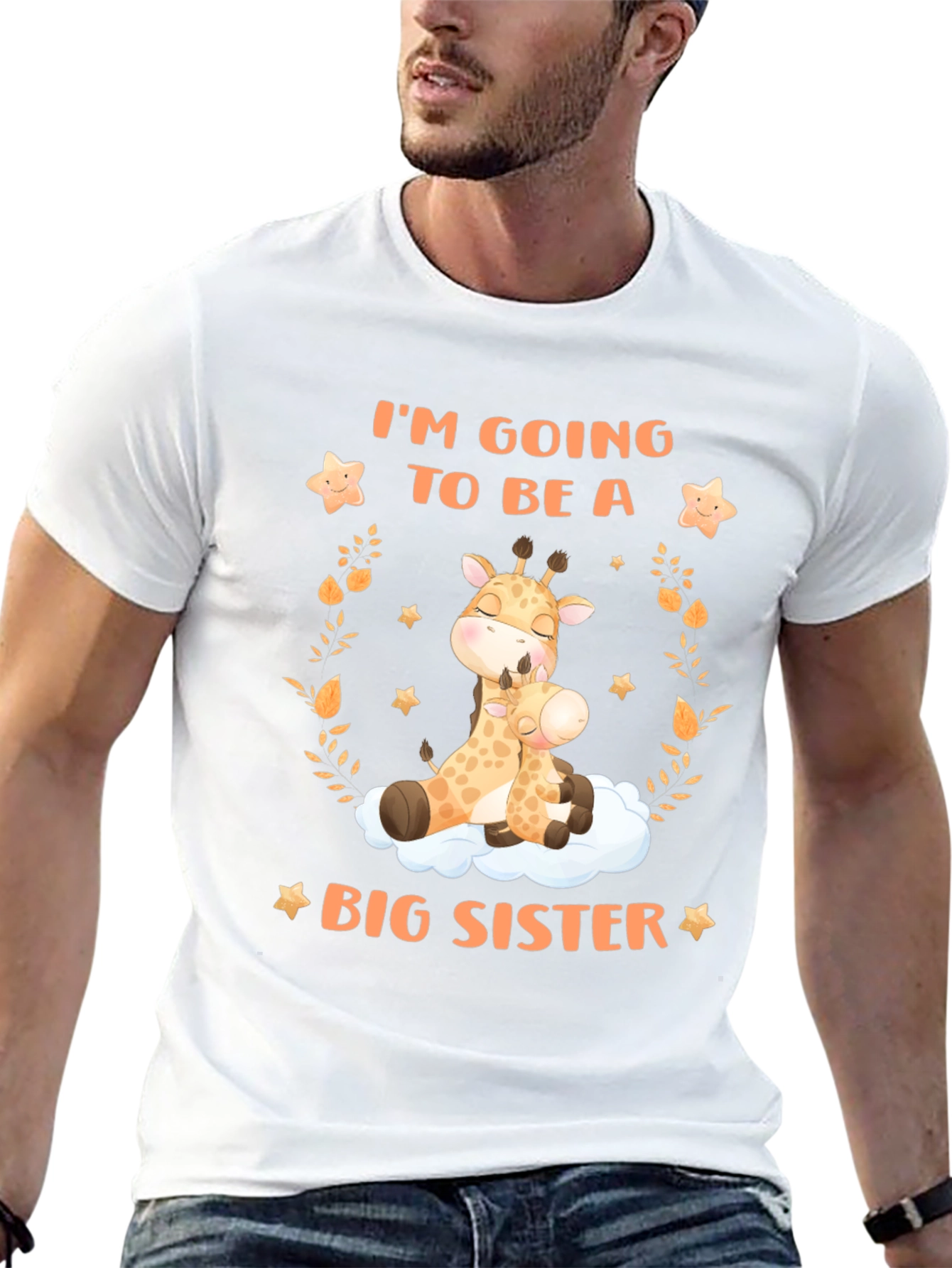 Big Sister Giraffe Graphic Tee - Baby Announcement