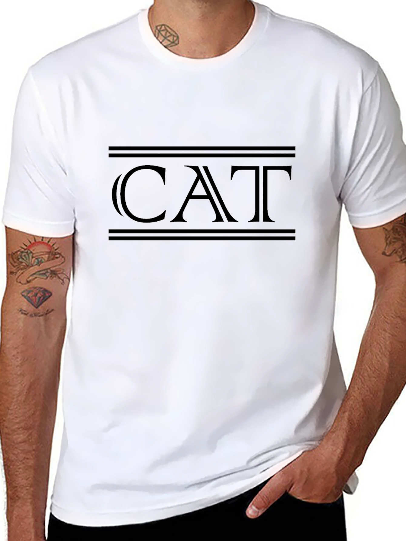 Mens Black CAT Graphic T-Shirt