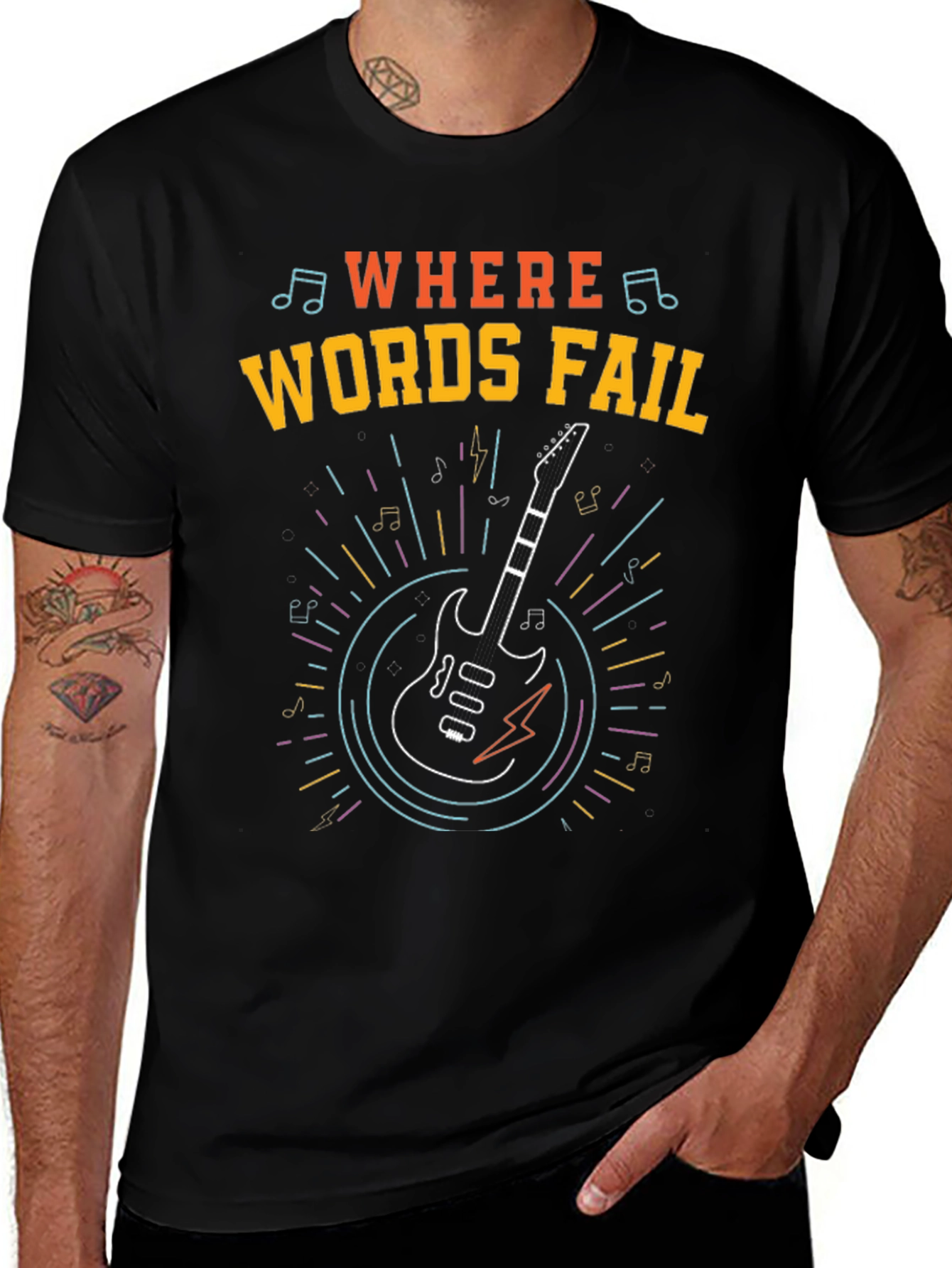 Where Words Fail Guitar T-Shirt
