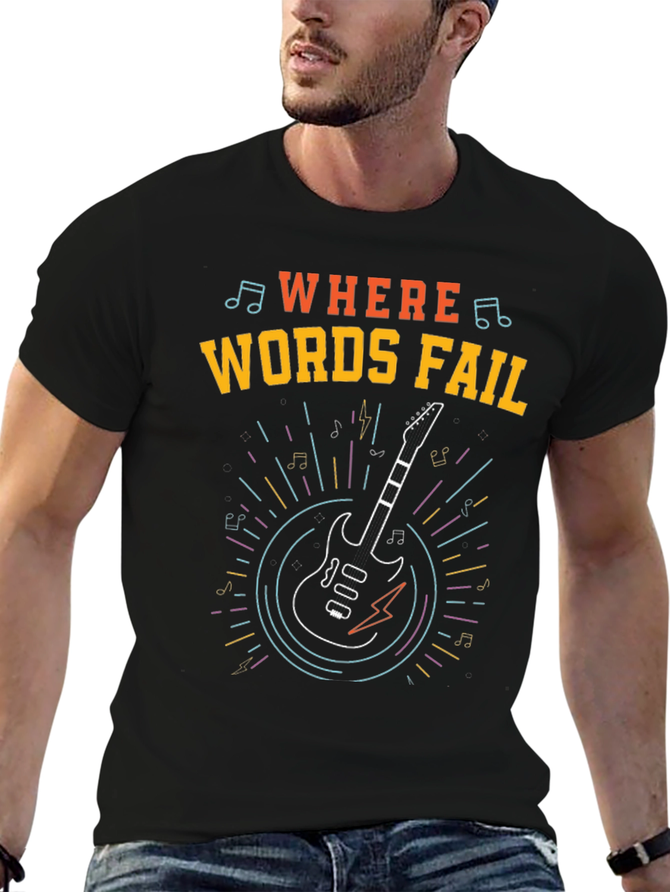 Where Words Fail Guitar T-Shirt
