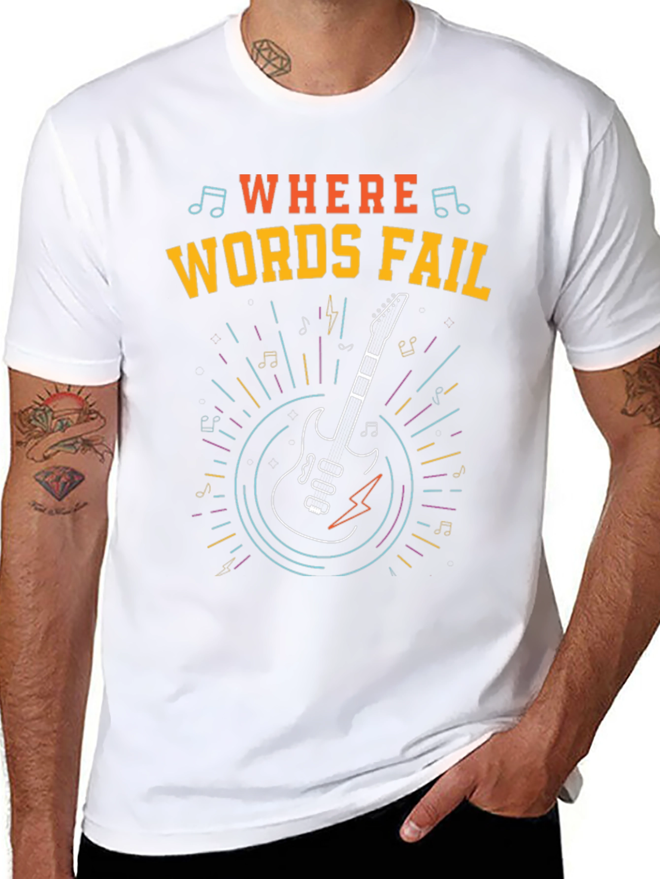 Where Words Fail Guitar T-Shirt