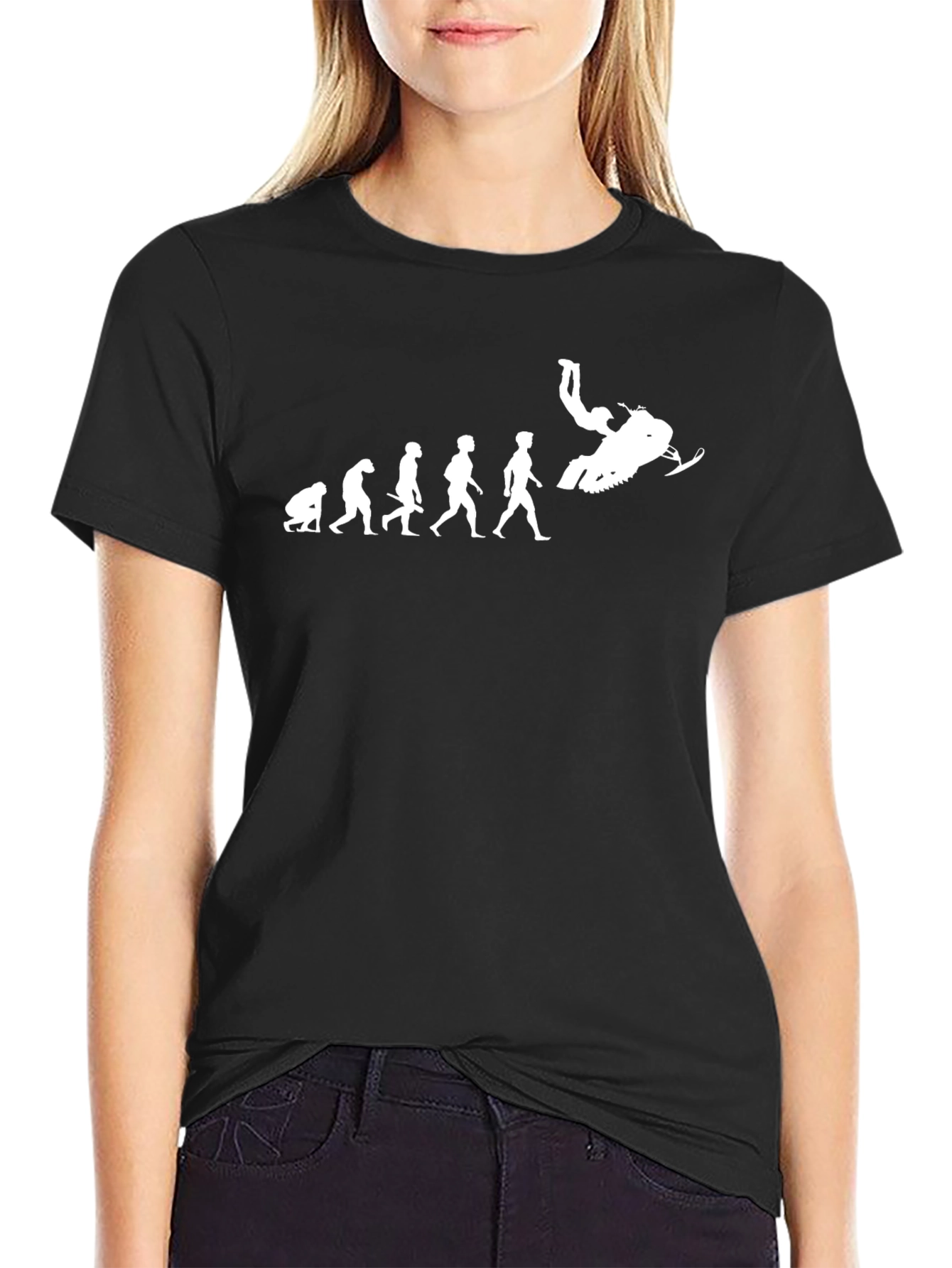 Evolution of Snowmobiling Black T-Shirt