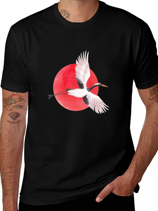 Crane Graphic Black T-Shirt