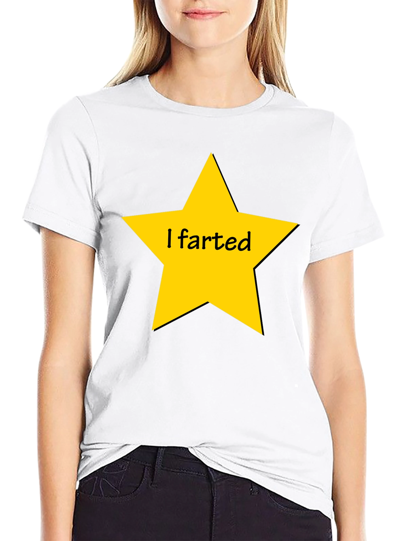 Humorous I Farted Star Graphic Black T-Shirt