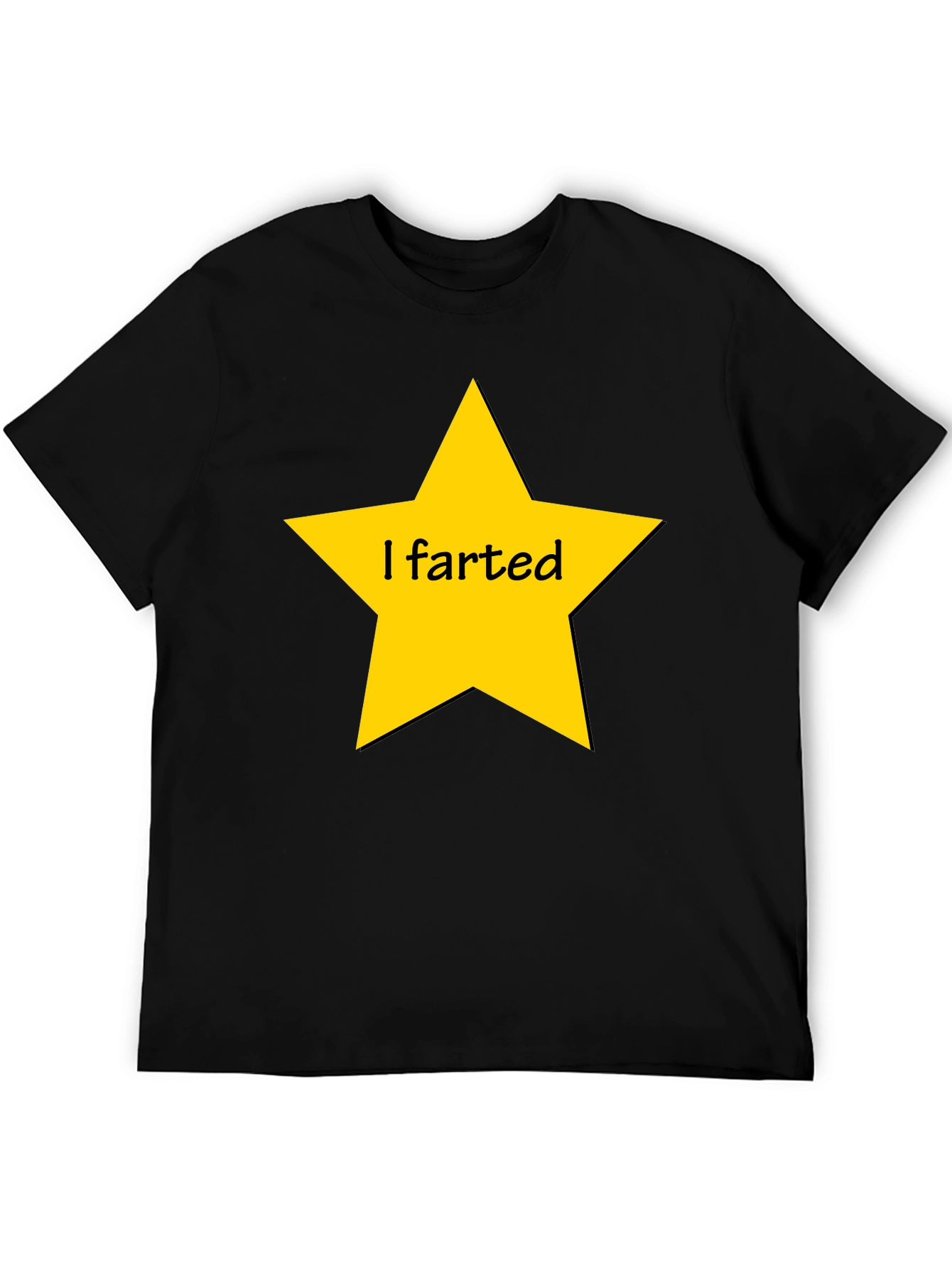 Humorous I Farted Star Graphic Black T-Shirt