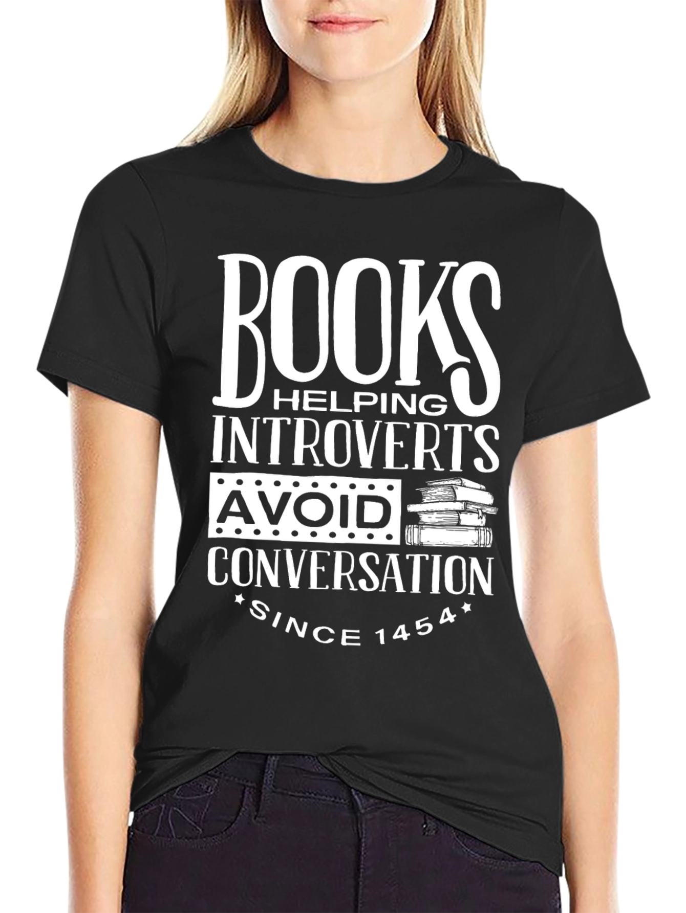 Books Introverts T-Shirt Avoid Conversation Since 1454
