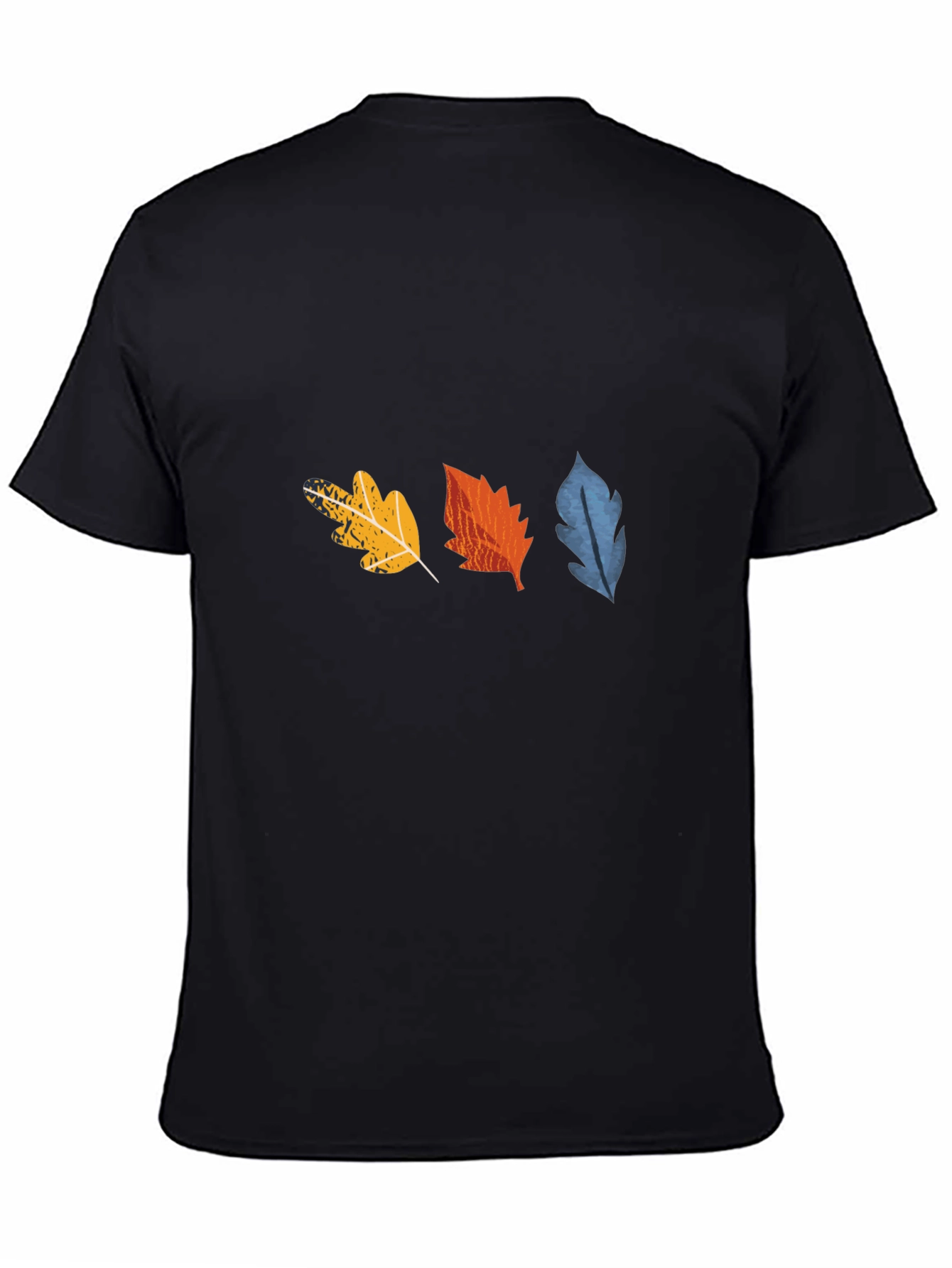 Fall Leaves Graphic Tee - Black Cotton Casual Shirt