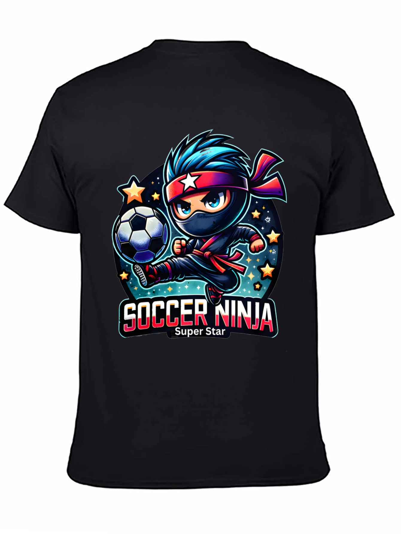 Soccer Ninja T-Shirt - Super Star Cartoon Design