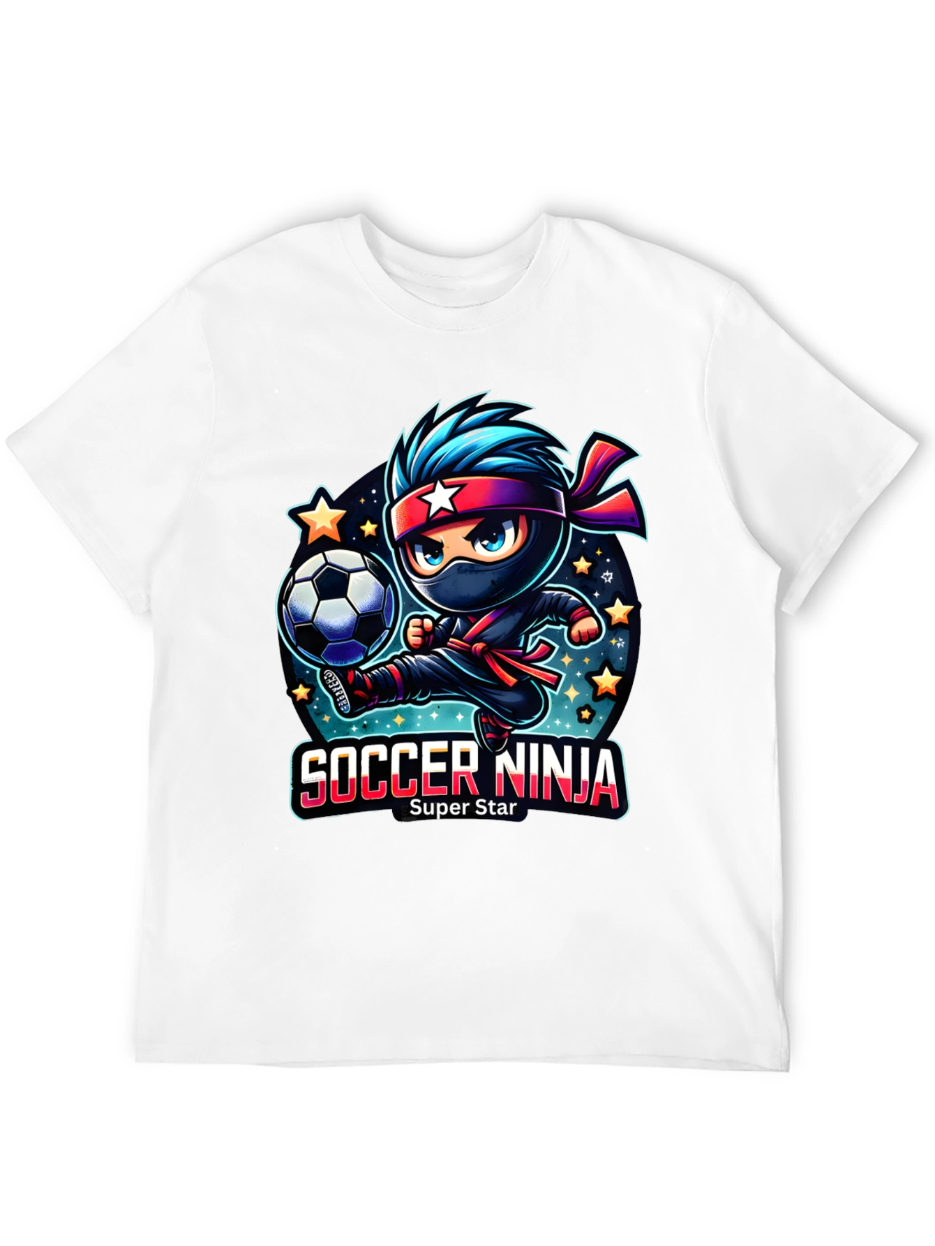 Soccer Ninja T-Shirt - Super Star Cartoon Design