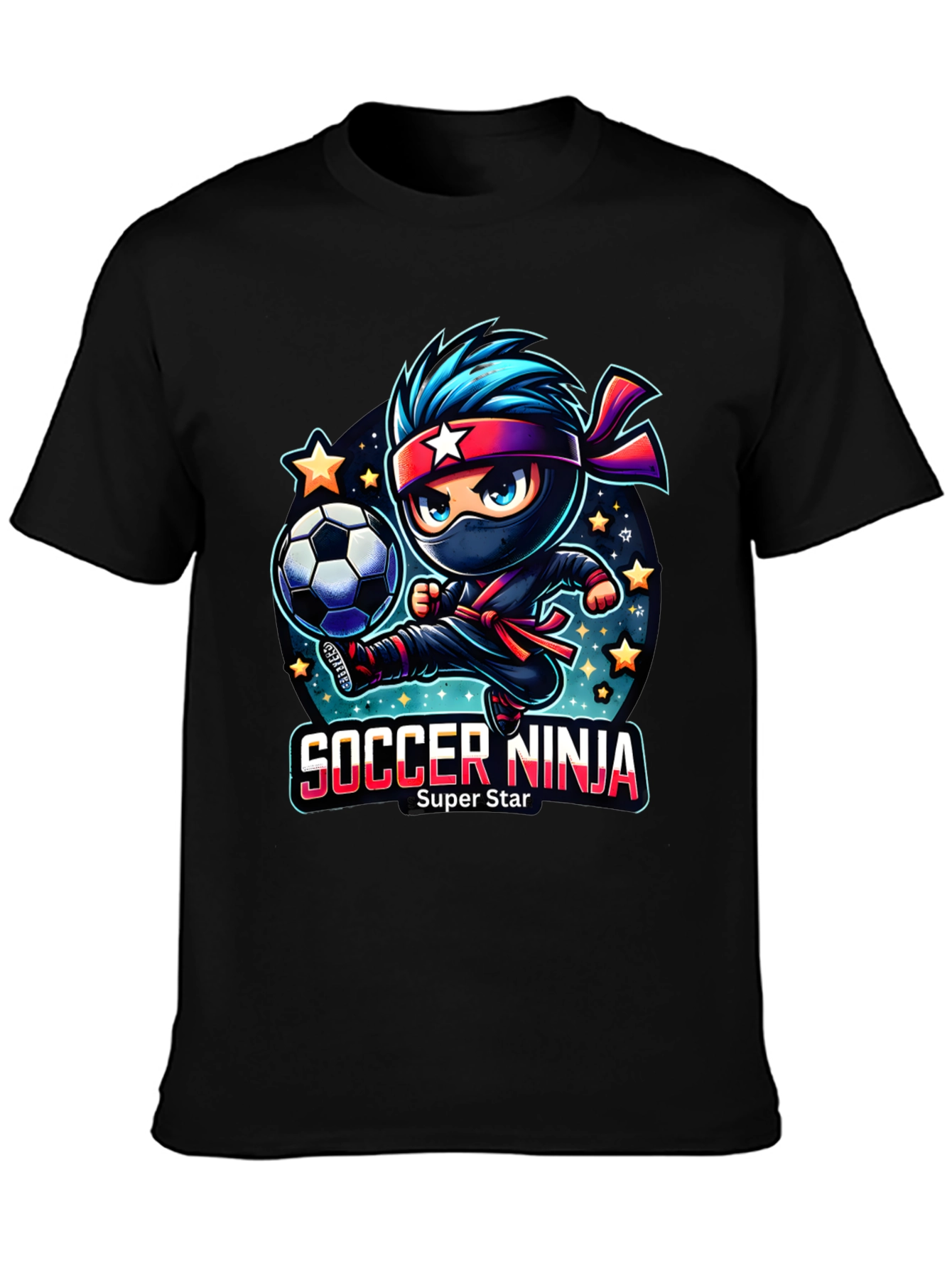 Soccer Ninja T-Shirt - Super Star Cartoon Design