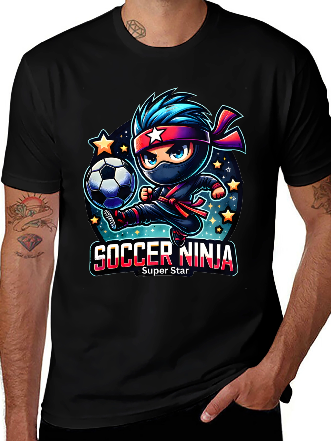 Soccer Ninja T-Shirt - Super Star Cartoon Design