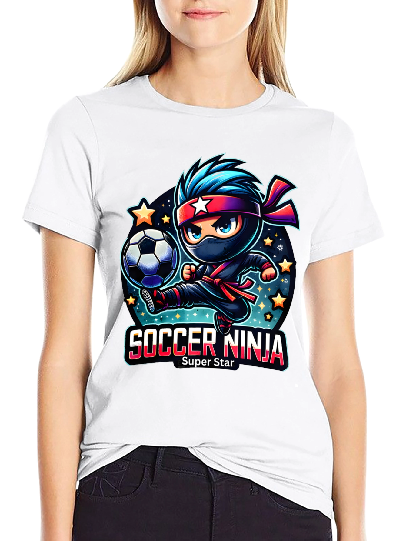 Soccer Ninja T-Shirt - Super Star Cartoon Design