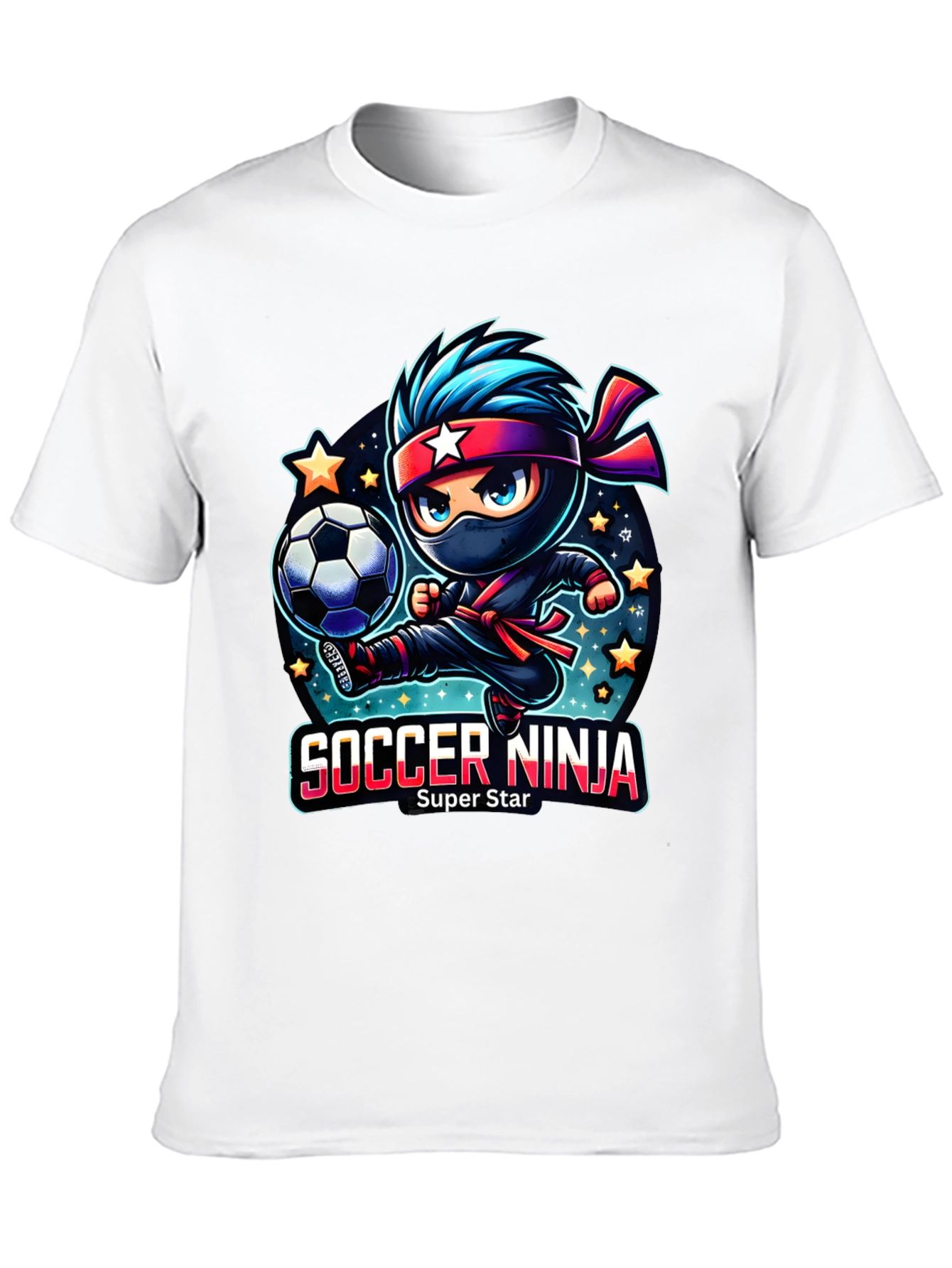 Soccer Ninja T-Shirt - Super Star Cartoon Design