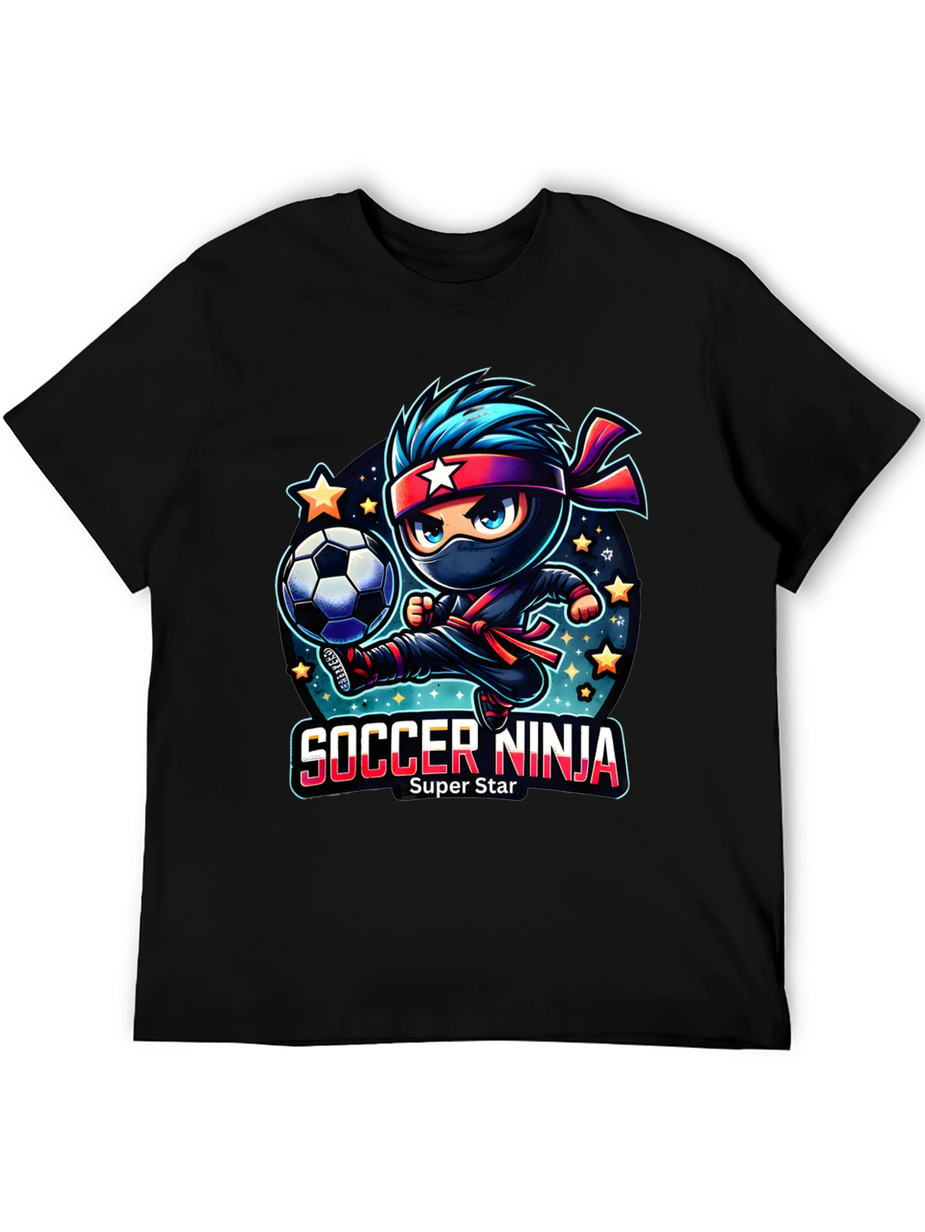 Soccer Ninja T-Shirt - Super Star Cartoon Design
