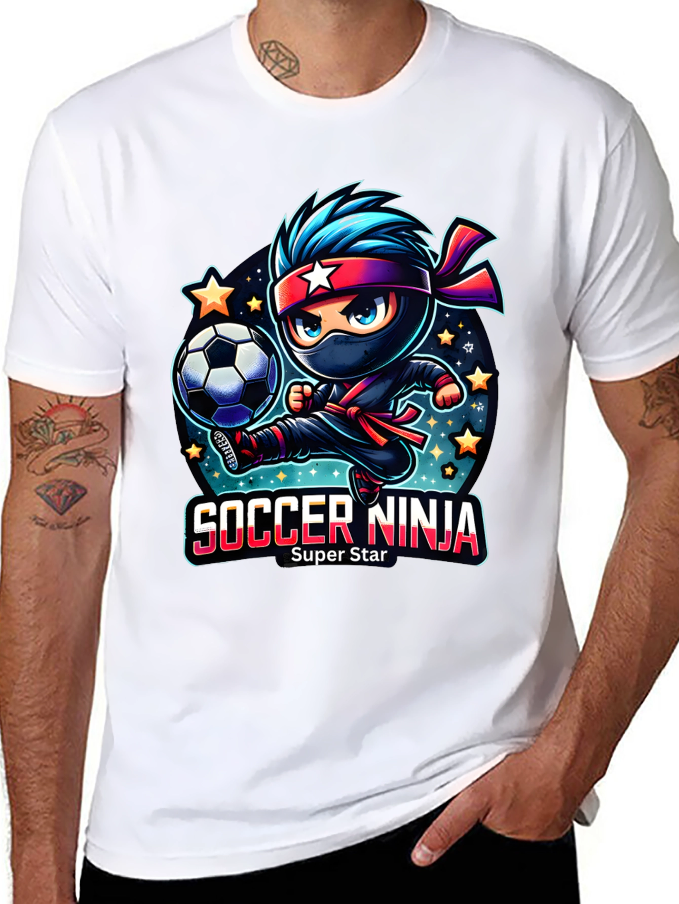 Soccer Ninja T-Shirt - Super Star Cartoon Design