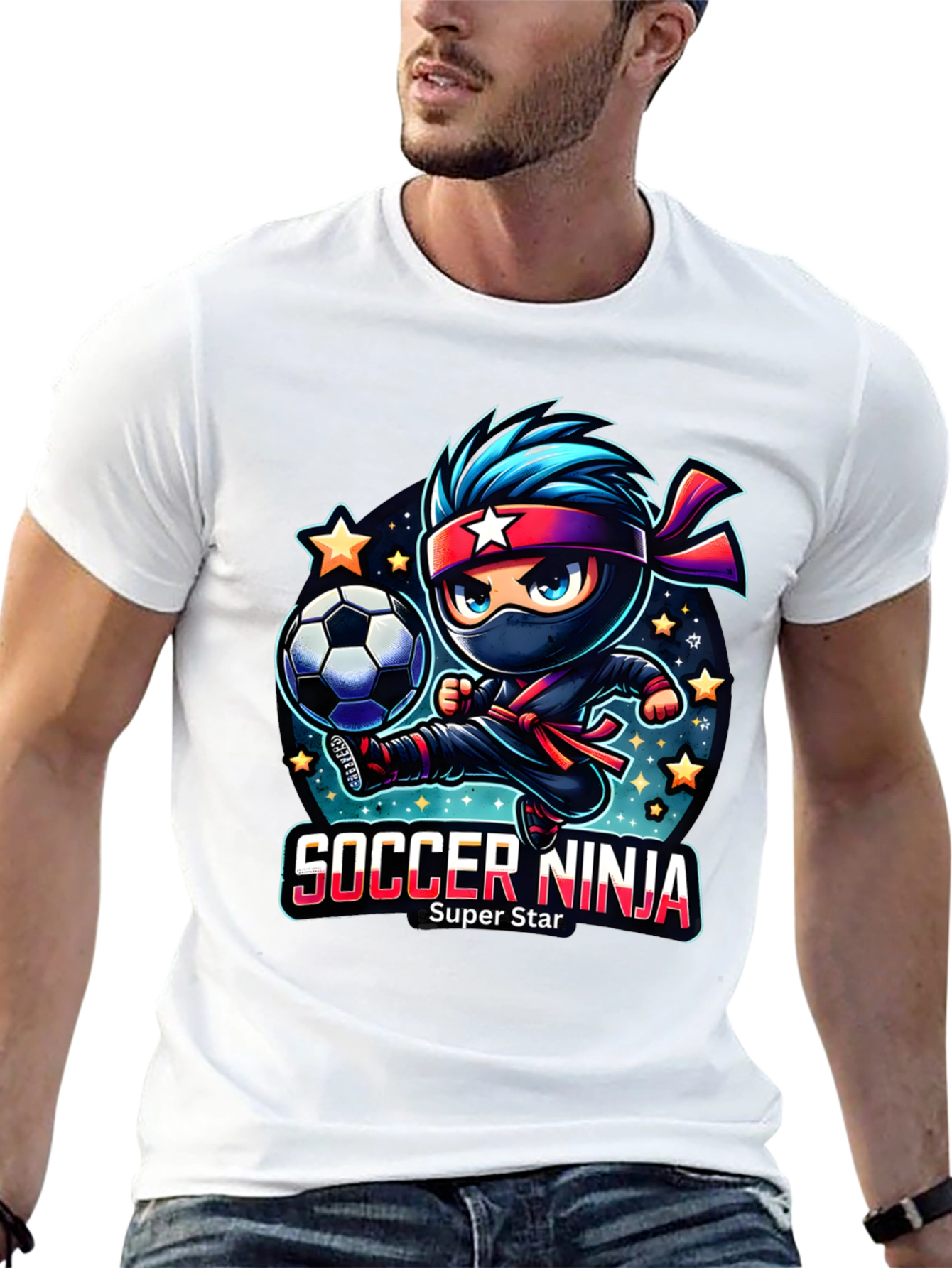 Soccer Ninja T-Shirt - Super Star Cartoon Design
