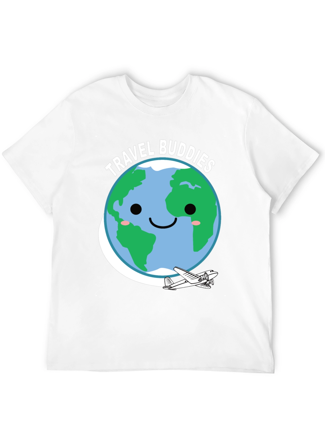 Travel Buddies Graphic Tee - Earth & Airplane Design