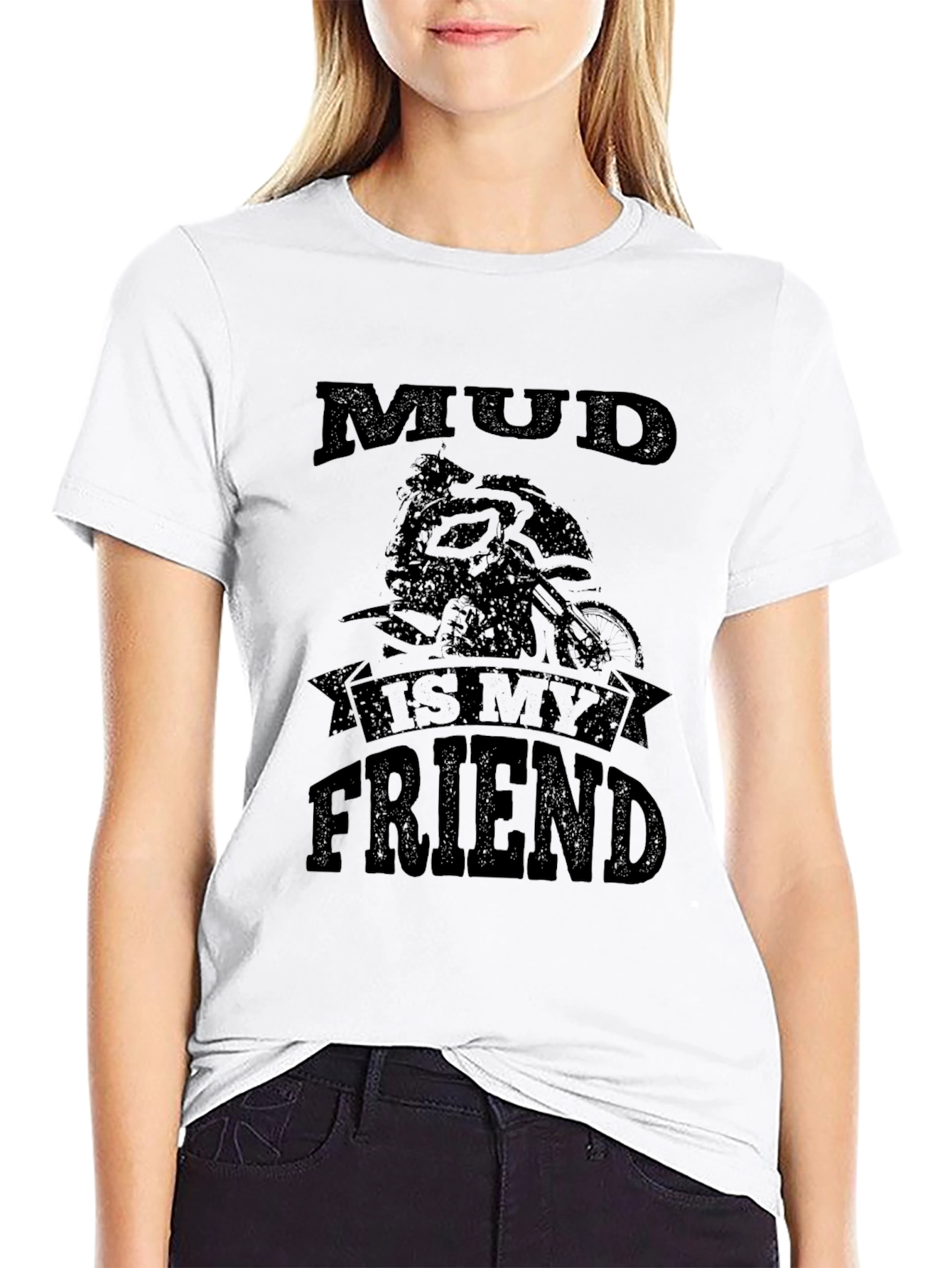 Mud Is My Friend Dirt Bike Black Graphic Tee