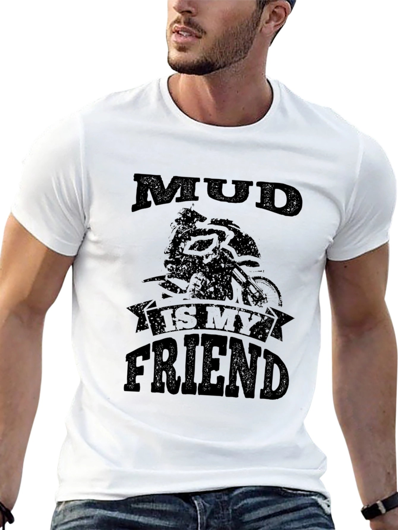 Mud Is My Friend Dirt Bike Black Graphic Tee