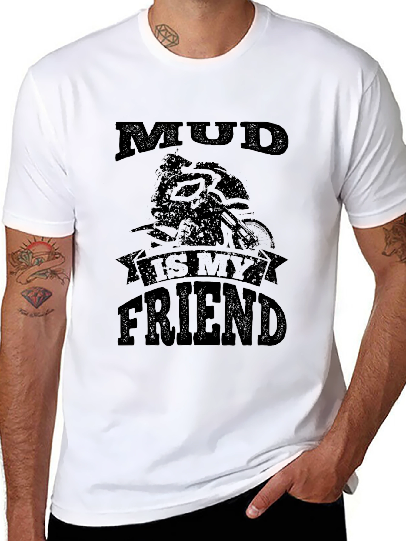 Mud Is My Friend Dirt Bike Black Graphic Tee
