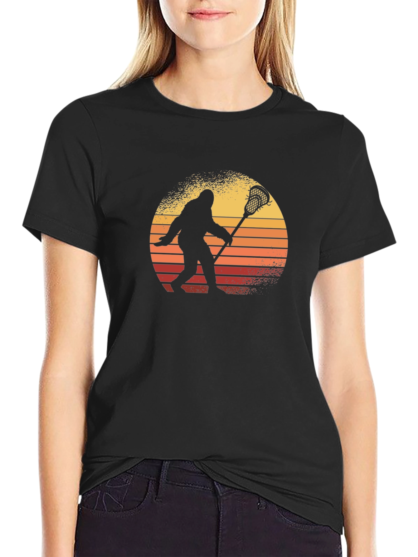 Bigfoot Lacrosse Sunset Graphic T-Shirt
