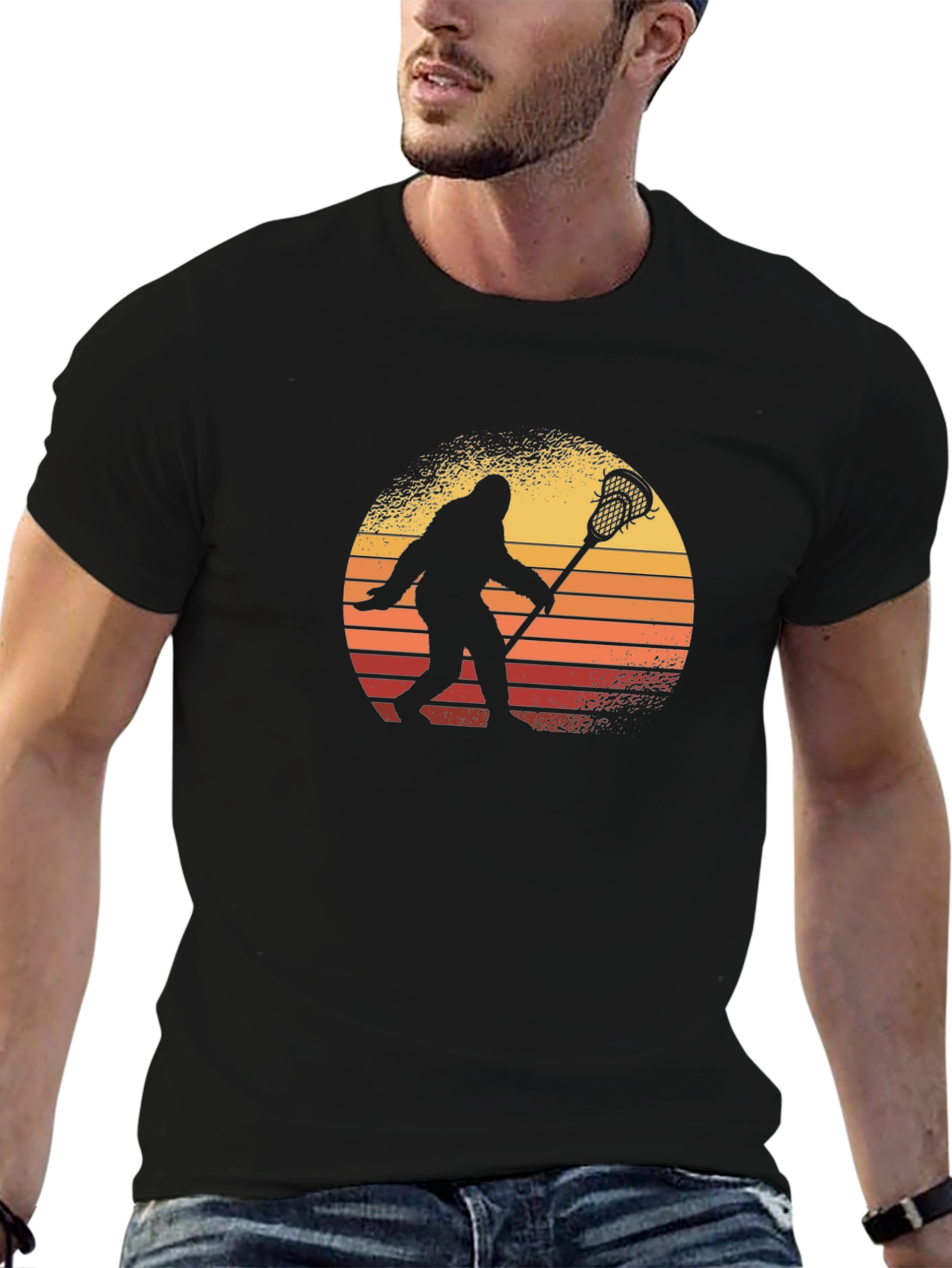 Bigfoot Lacrosse Sunset Graphic T-Shirt