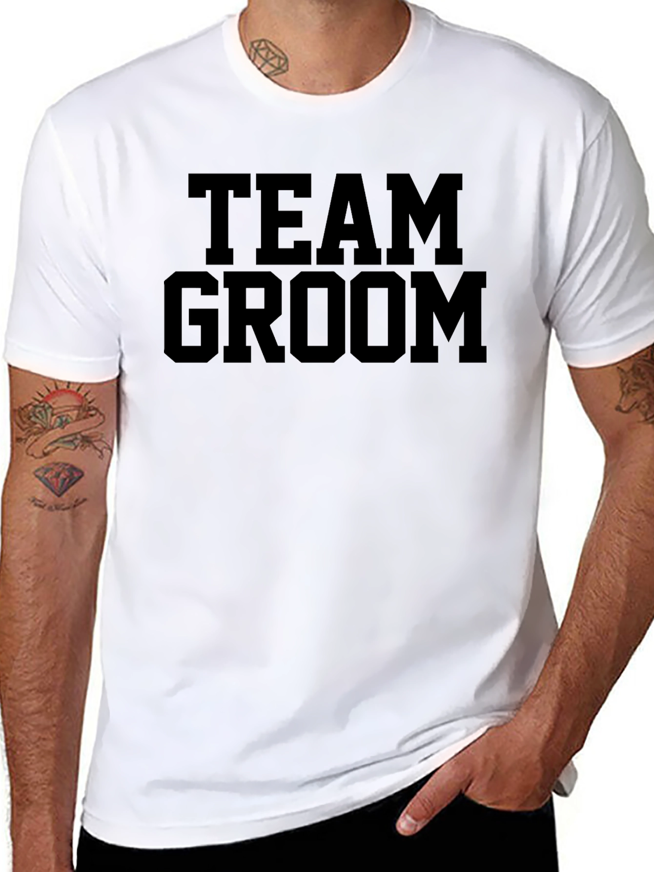 Team Groom Crew Neck T-Shirt - Black