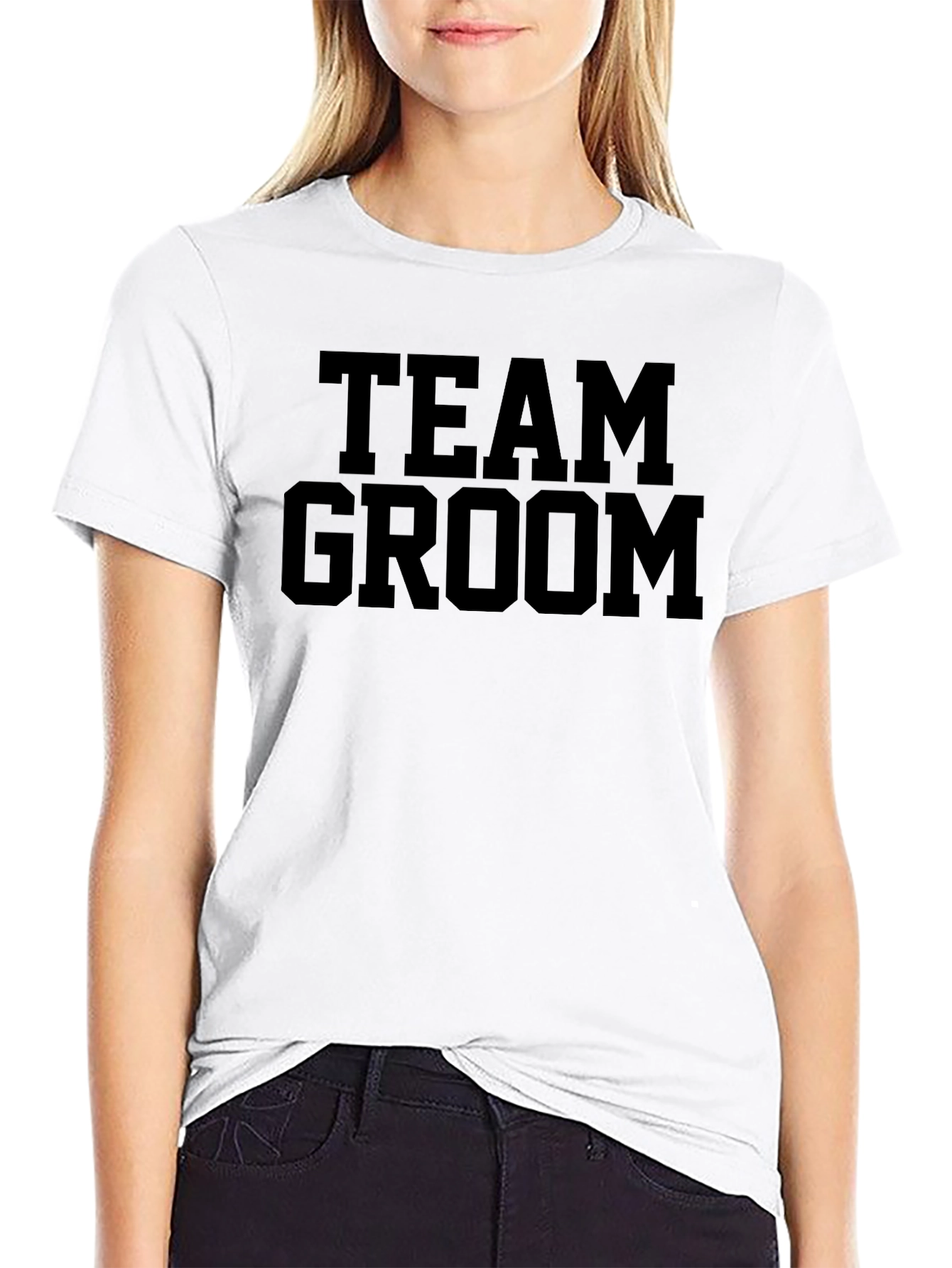 Team Groom Crew Neck T-Shirt - Black