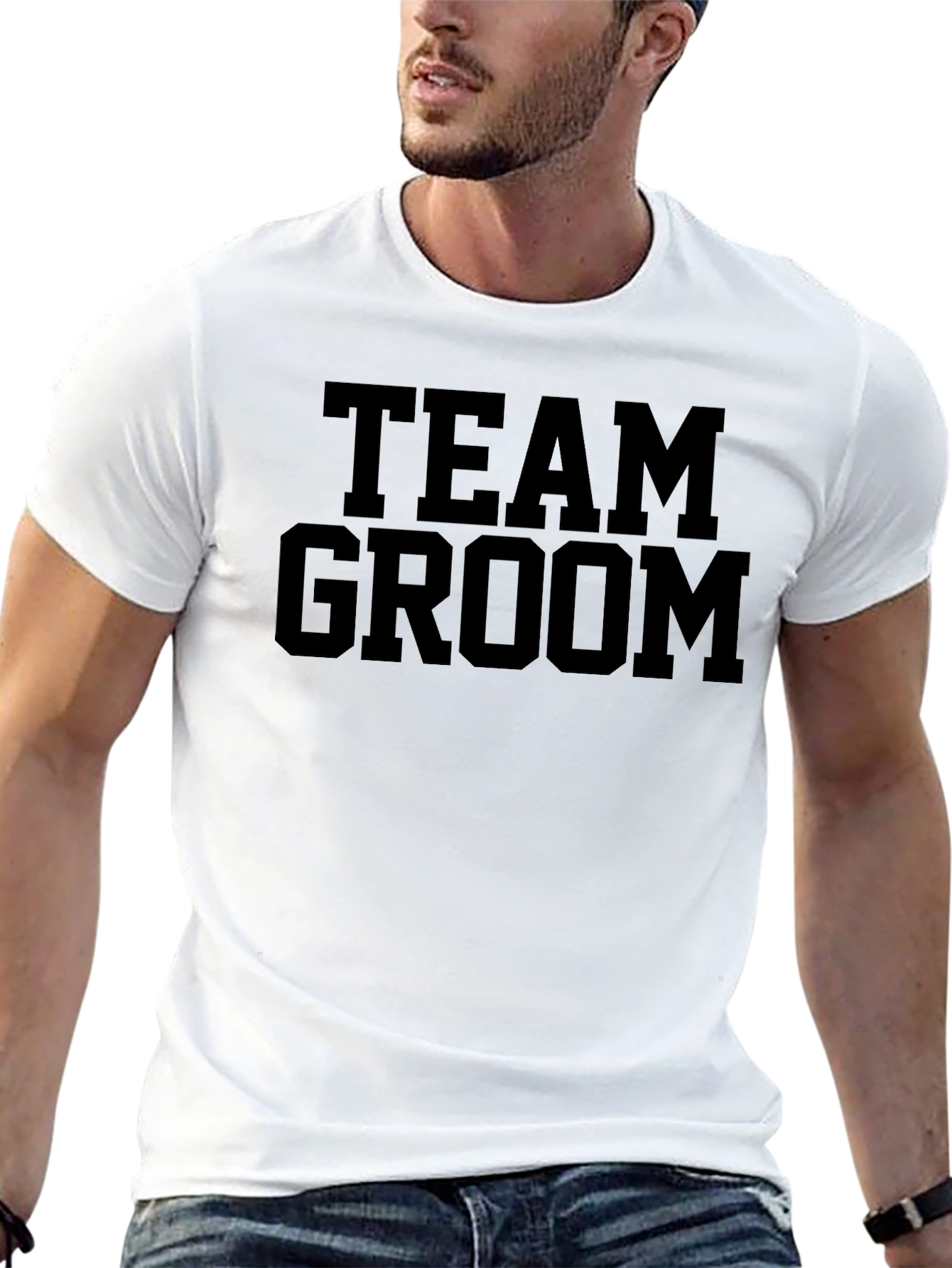 Team Groom Crew Neck T-Shirt - Black