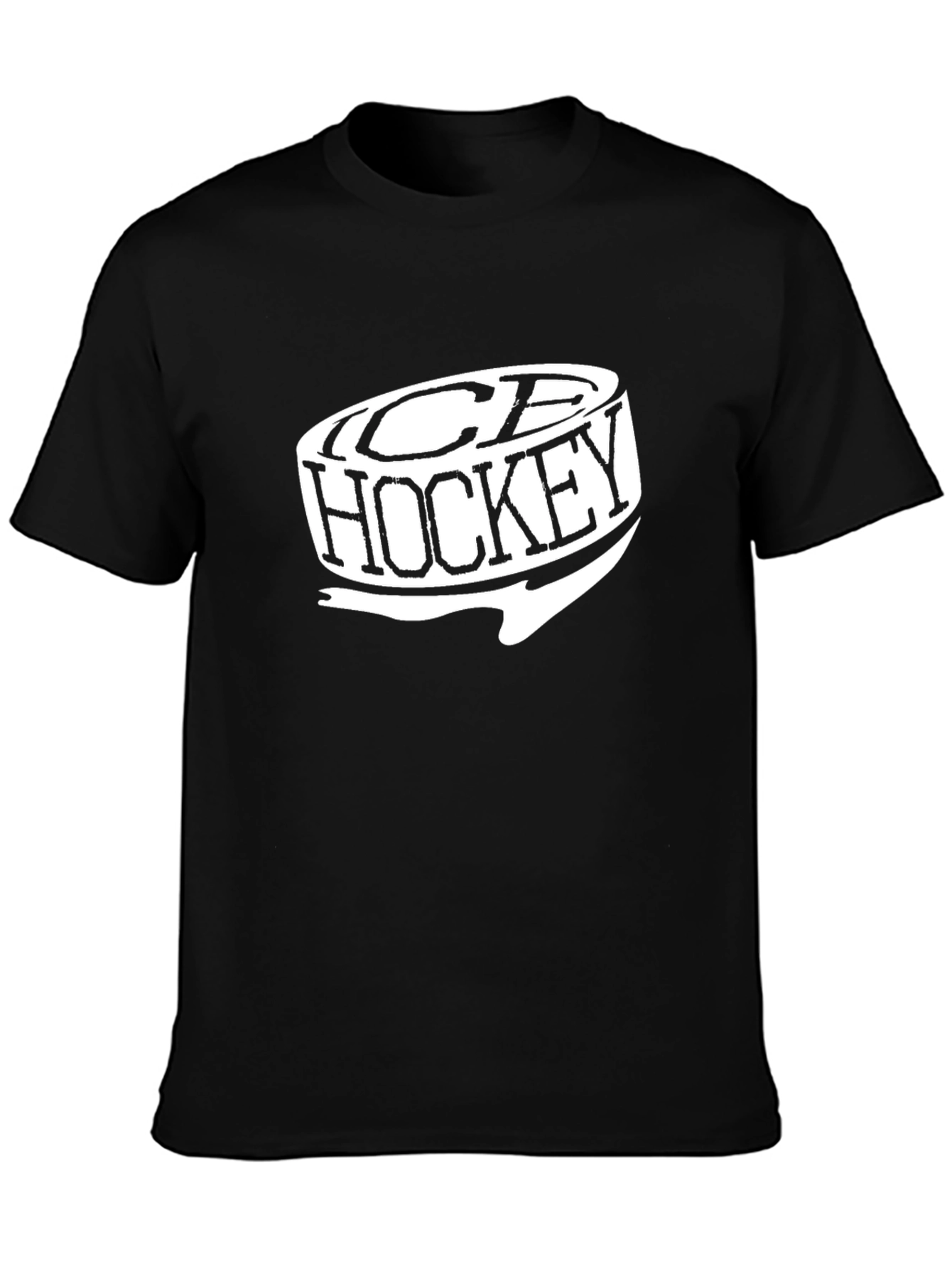 Ice Hockey Graphic Tee - Black Cotton T-Shirt