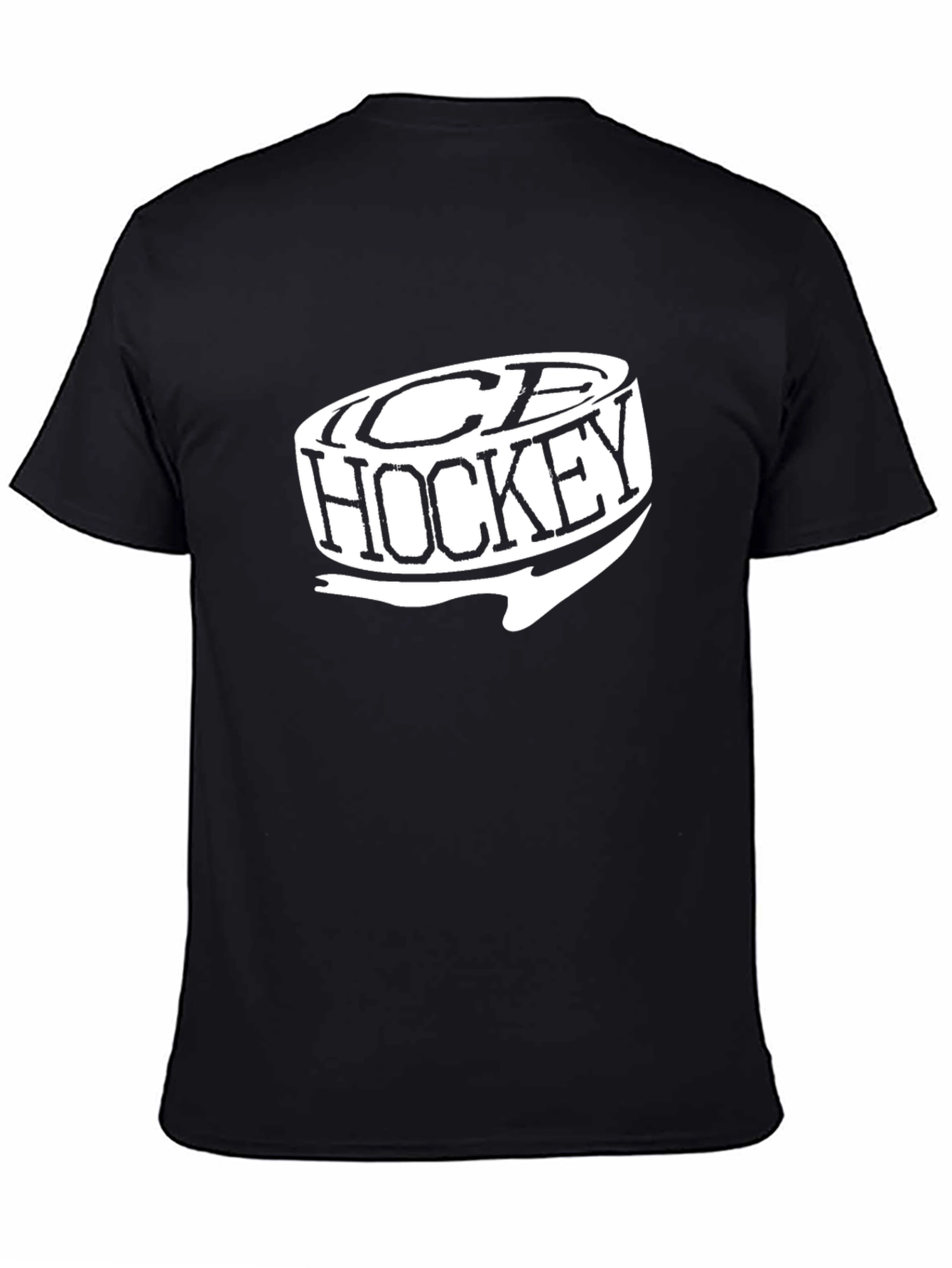 Ice Hockey Graphic Tee - Black Cotton T-Shirt