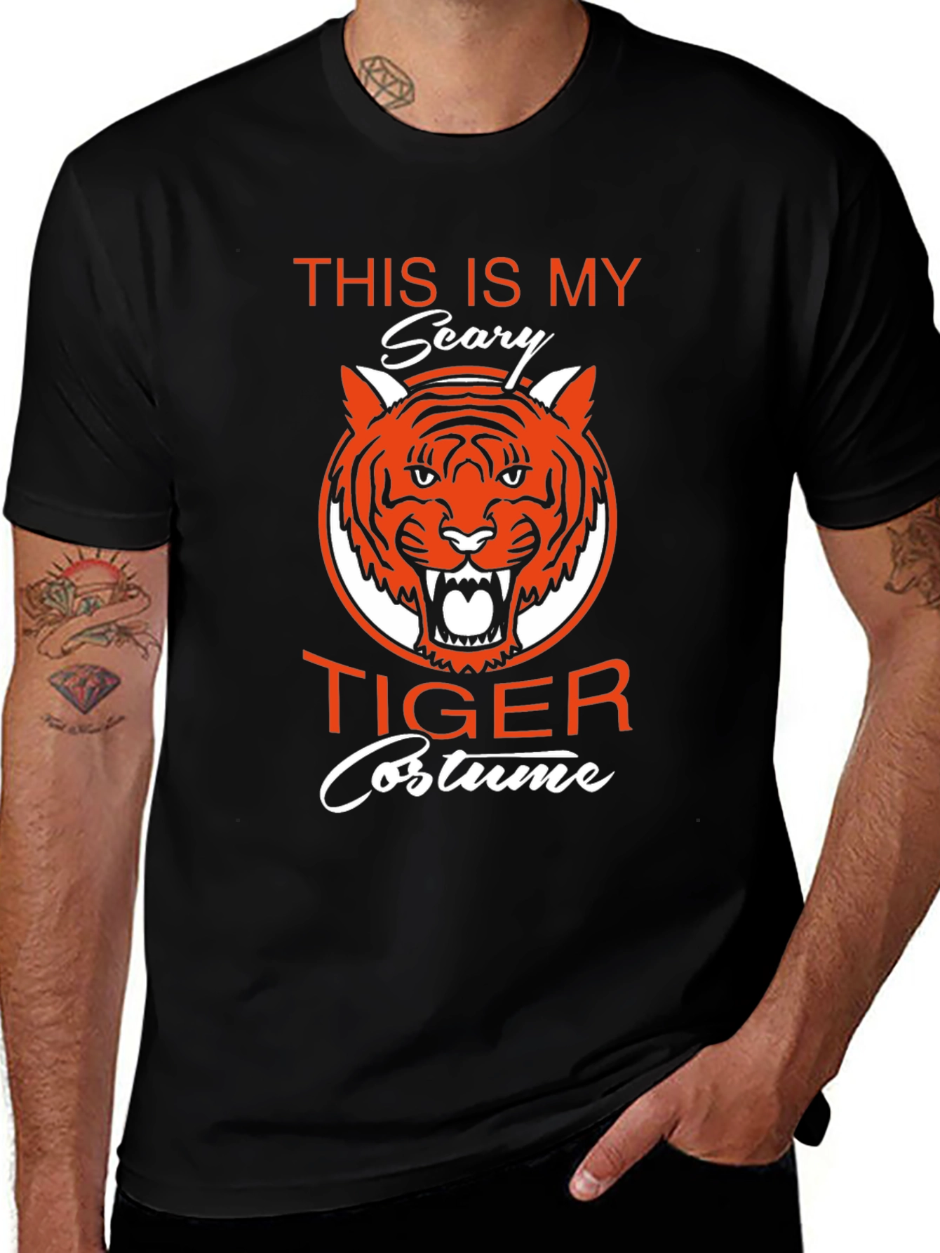 Scary Tiger Costume Graphic T-Shirt