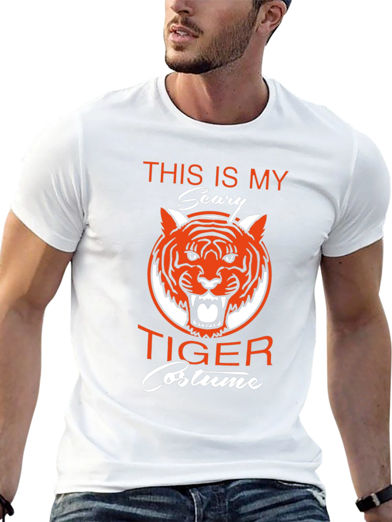 Scary Tiger Costume Graphic T-Shirt