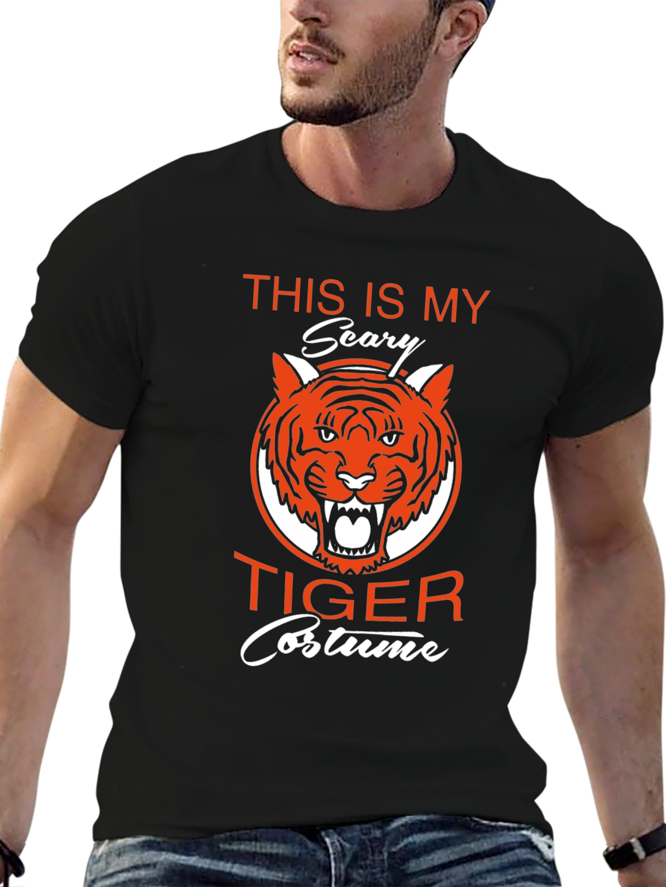 Scary Tiger Costume Graphic T-Shirt